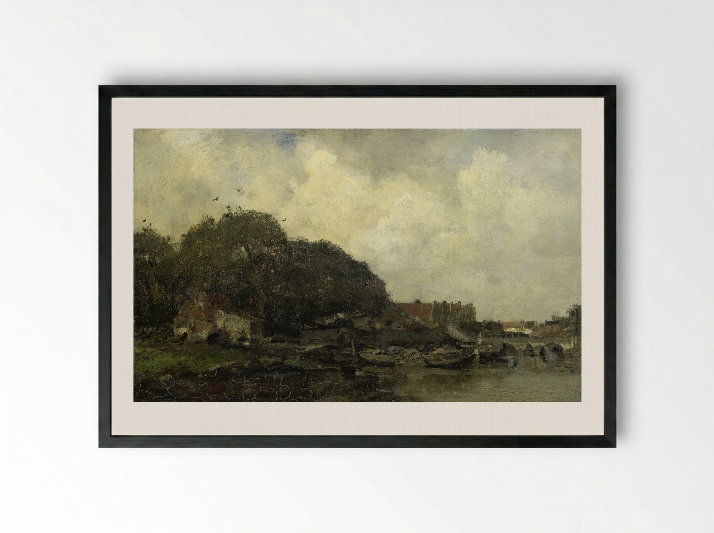 Havengezicht (Harbour View) - Jacob Maris - Framed Print Black