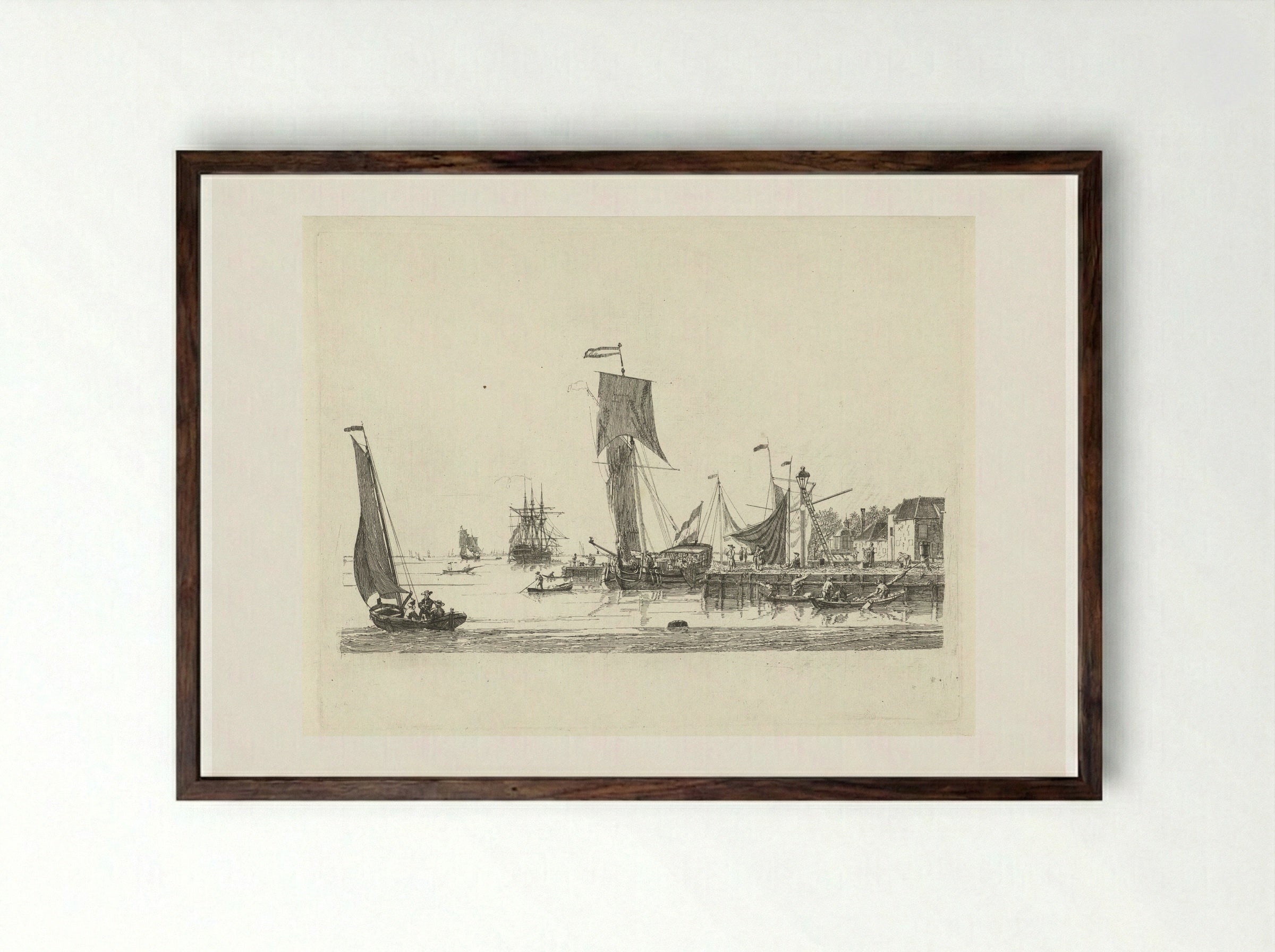 Havengezicht (Harbour View) - Gerrit Groenewegen - Framed Print Dark Wood
