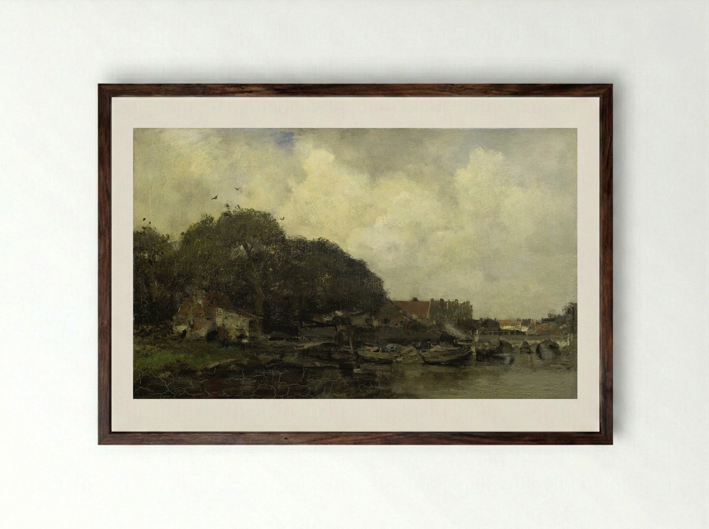 Havengezicht (Harbour View) - Jacob Maris - Framed Print Dark Wood