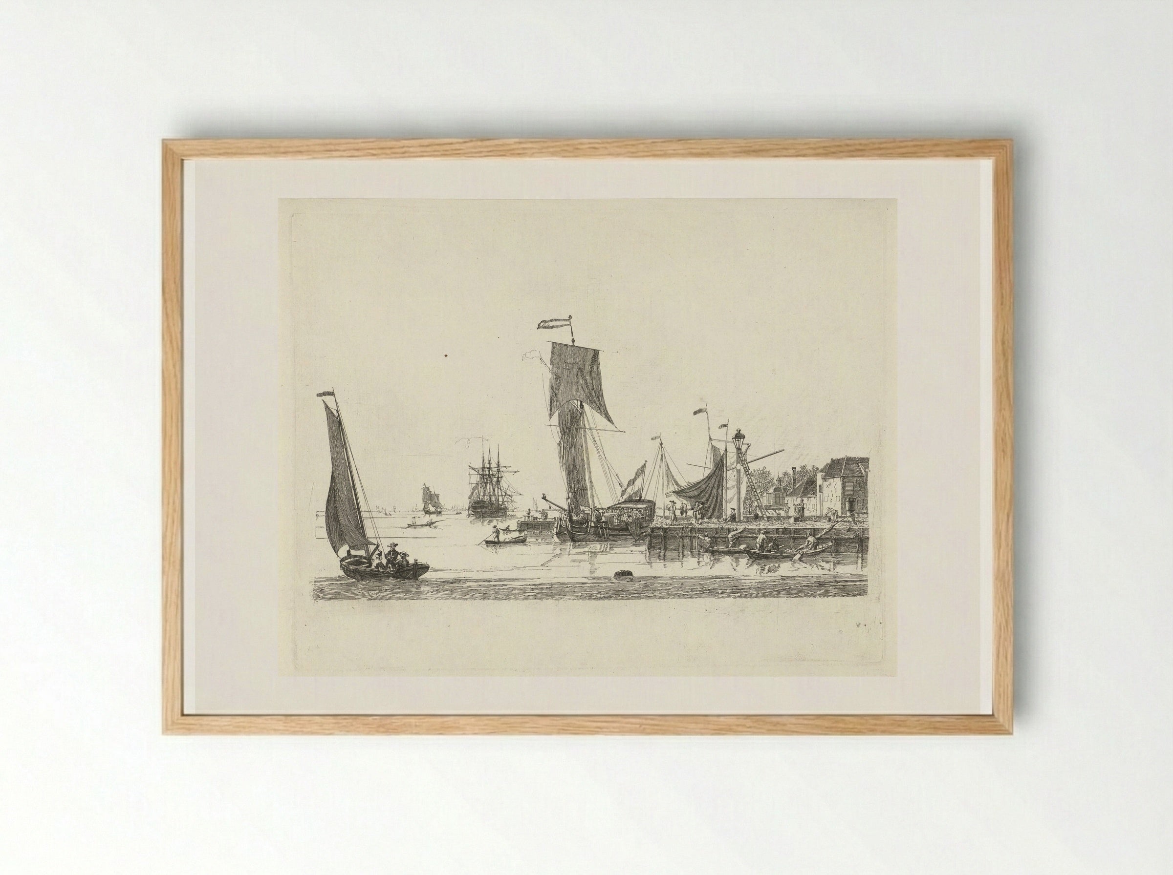 Havengezicht (Harbour View) - Gerrit Groenewegen - Framed Print Wood