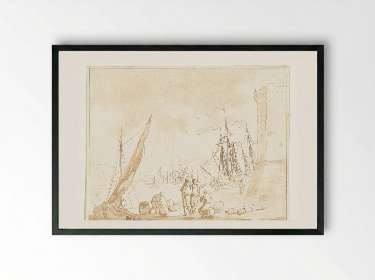 Havengezicht - Anthonie van den Bos - Framed Print Black