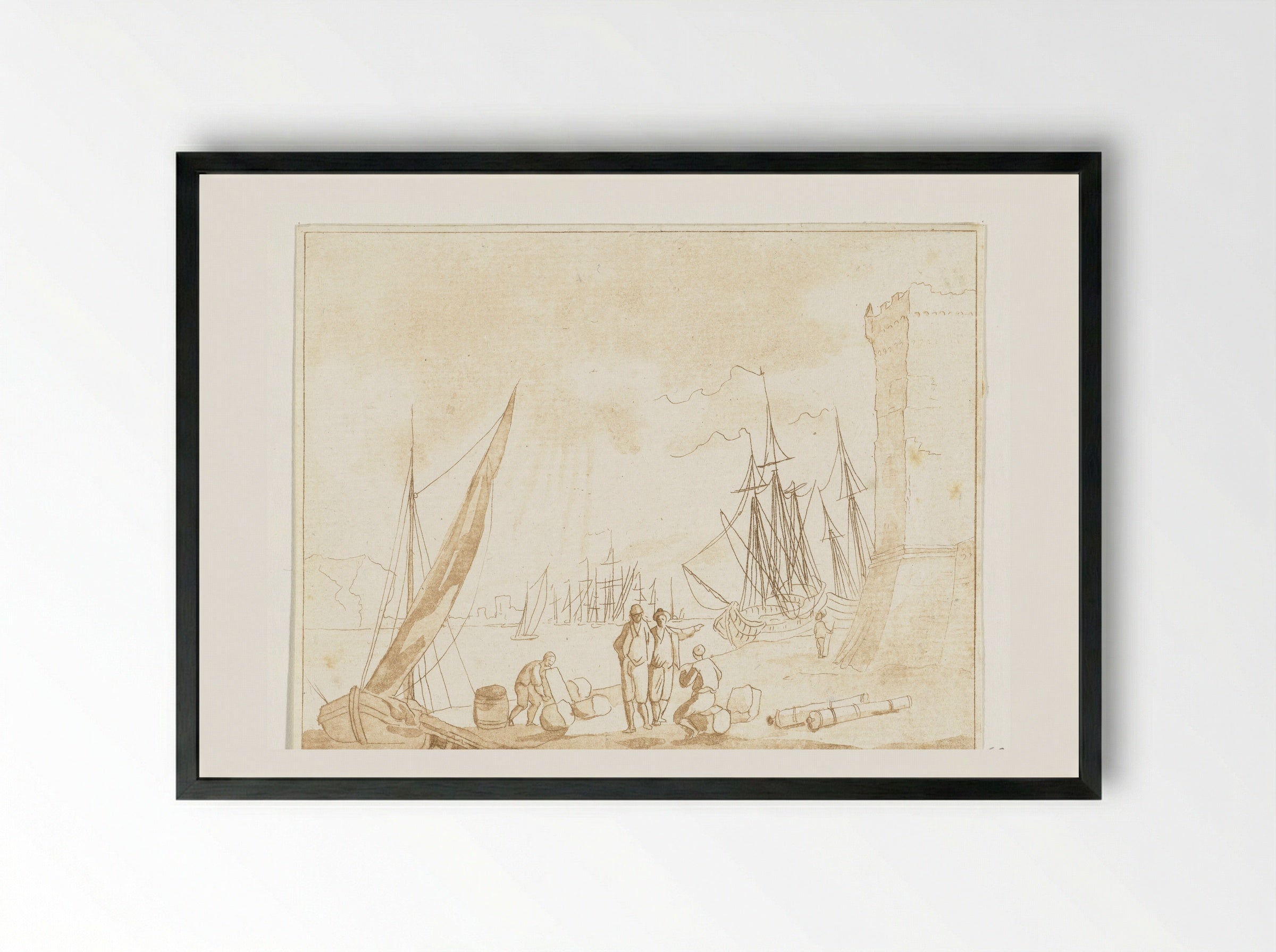 Havengezicht - Anthonie van den Bos - Framed Print Black