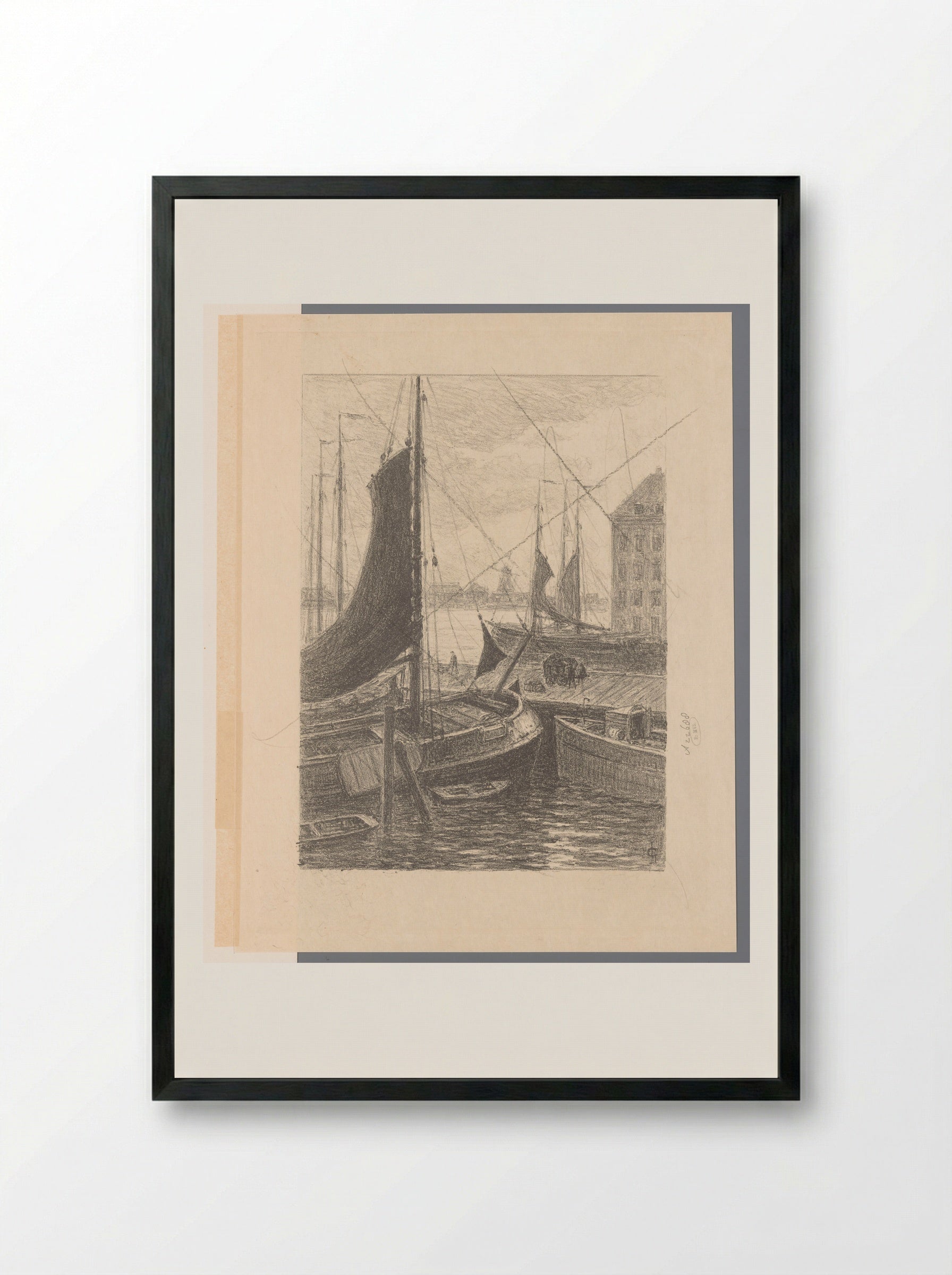 Havengezicht - Carel Nicolaas Storm van 's-Gravesande - Framed Print Black