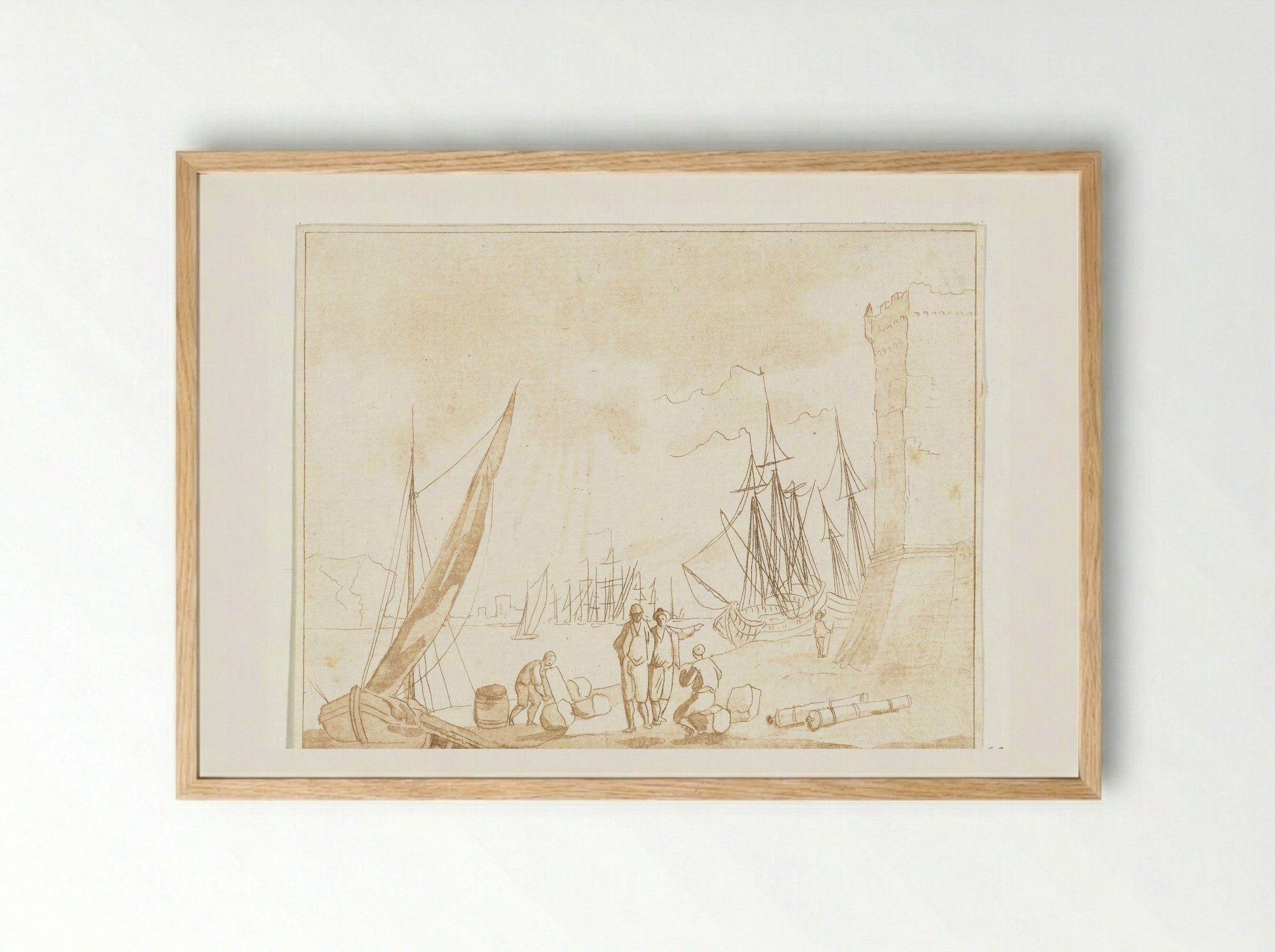 Havengezicht - Anthonie van den Bos - Framed Print Wood