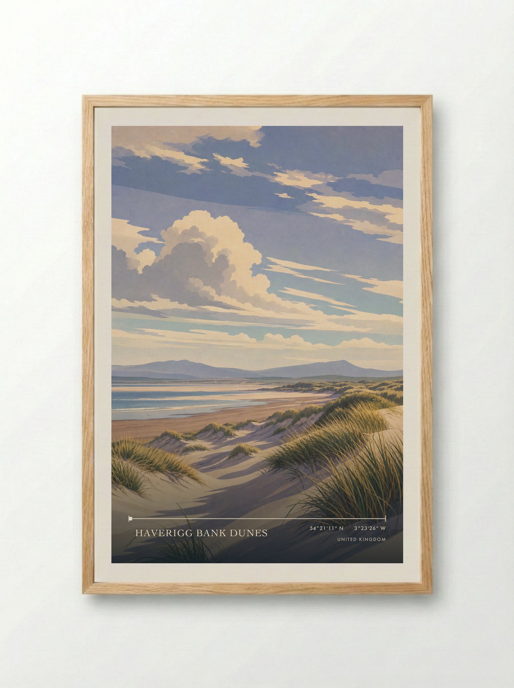 Haverigg Bank Dunes United Kingdom Travel Poster - Framed Print Wood