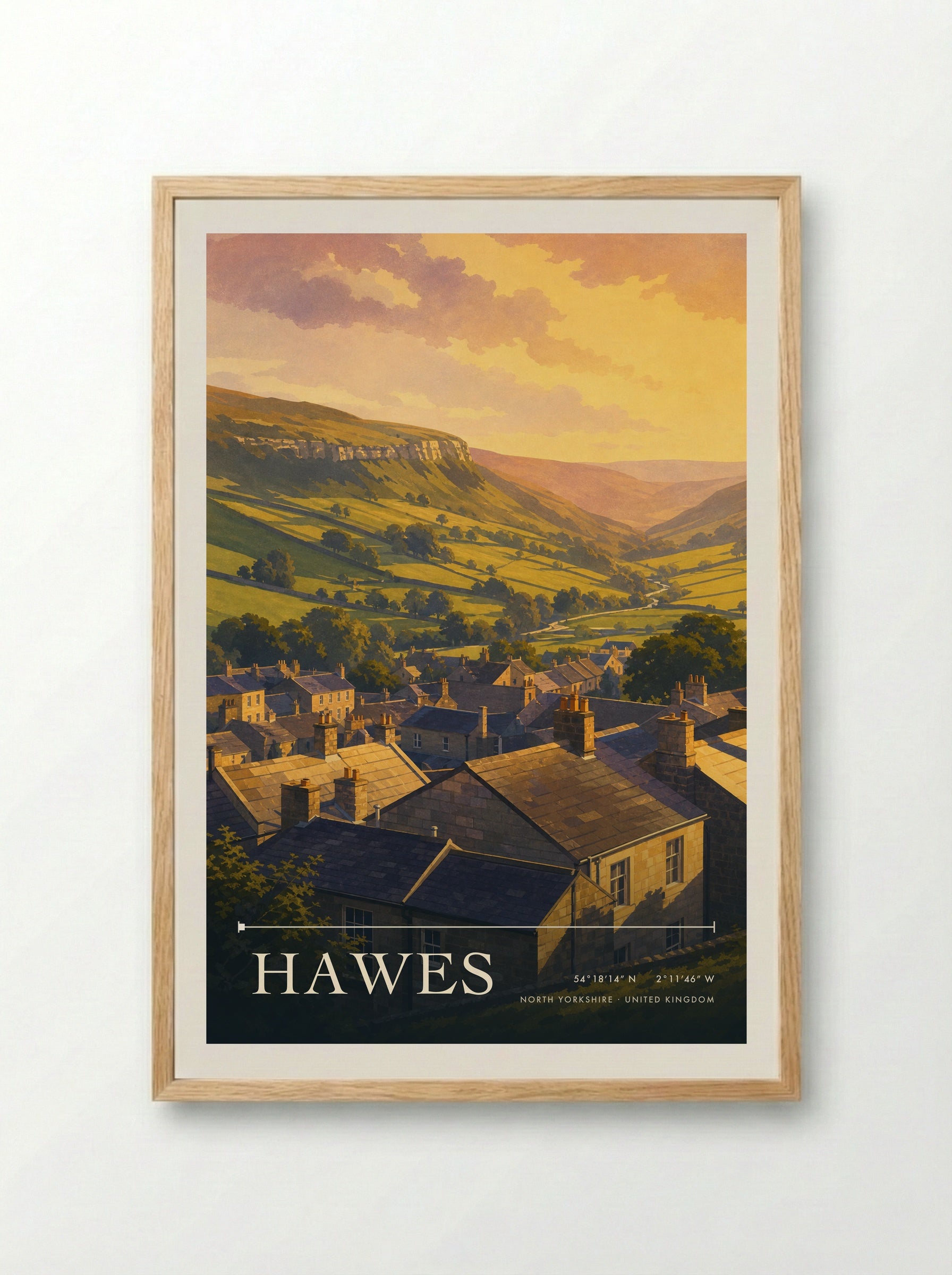 Hawes North Yorkshire United Kingdom Travel Poster - Framed Print Wood