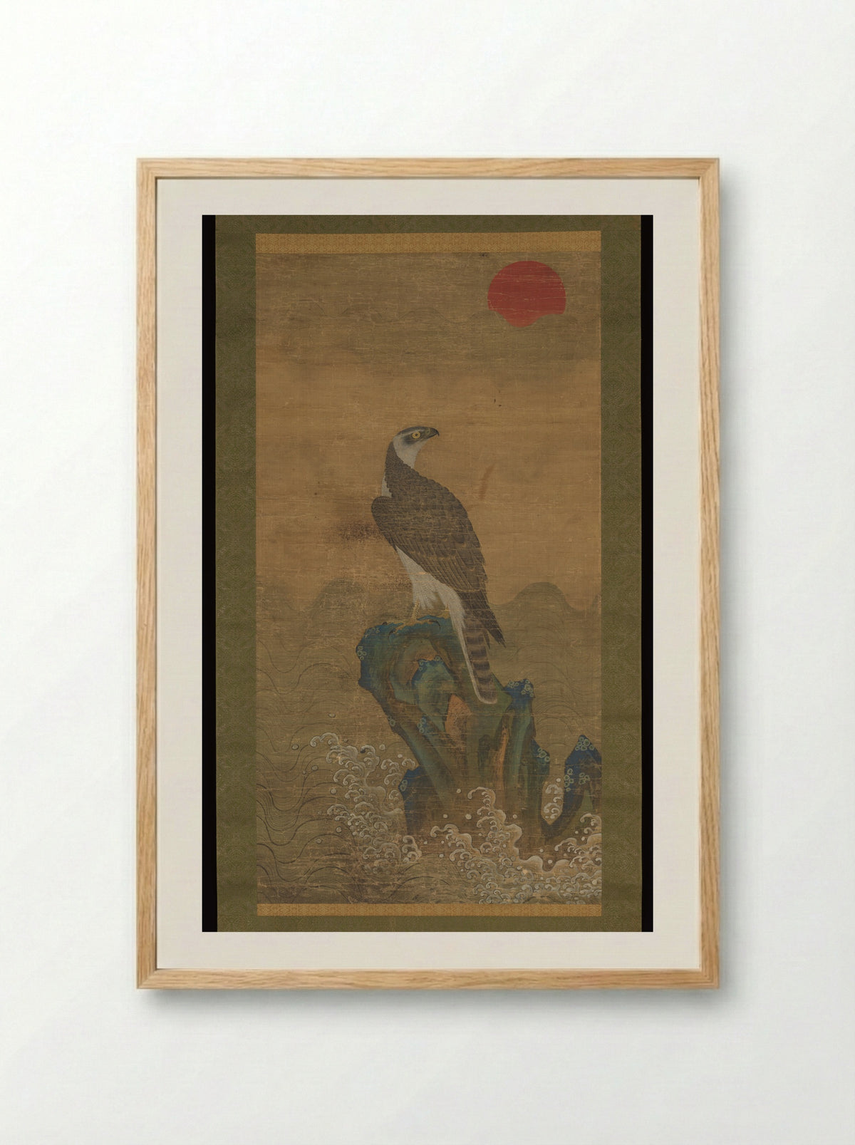 Hawk at Sunrise - Jeong Hong-Rae - Framed Print Wood