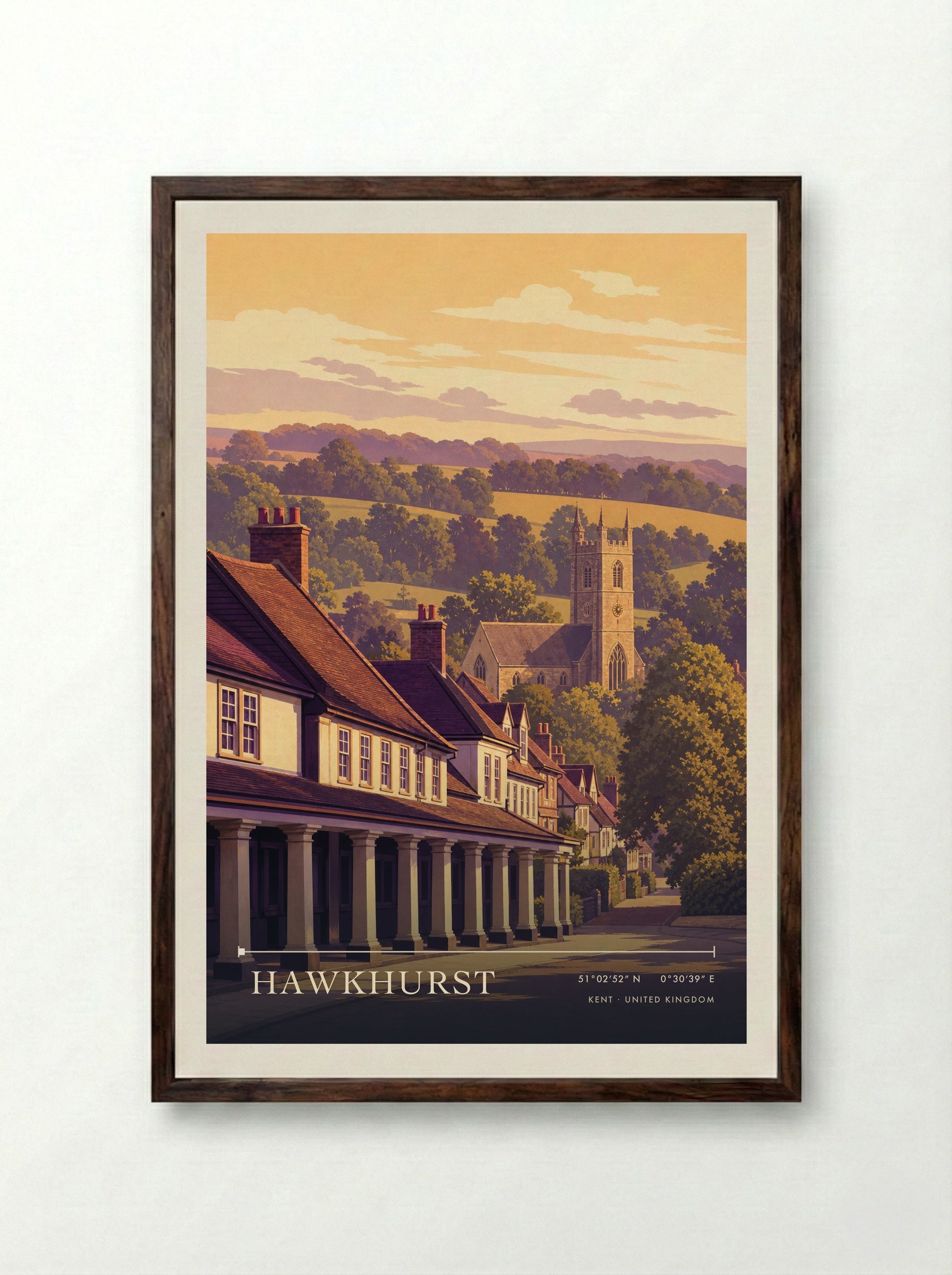 Hawkhurst Kent United Kingdom Travel Poster - Framed Print Dark Wood