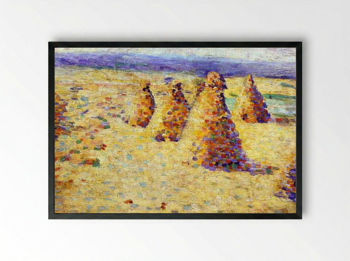 Hay Ricks in Normandy - Charles Angrand - Framed Print Black