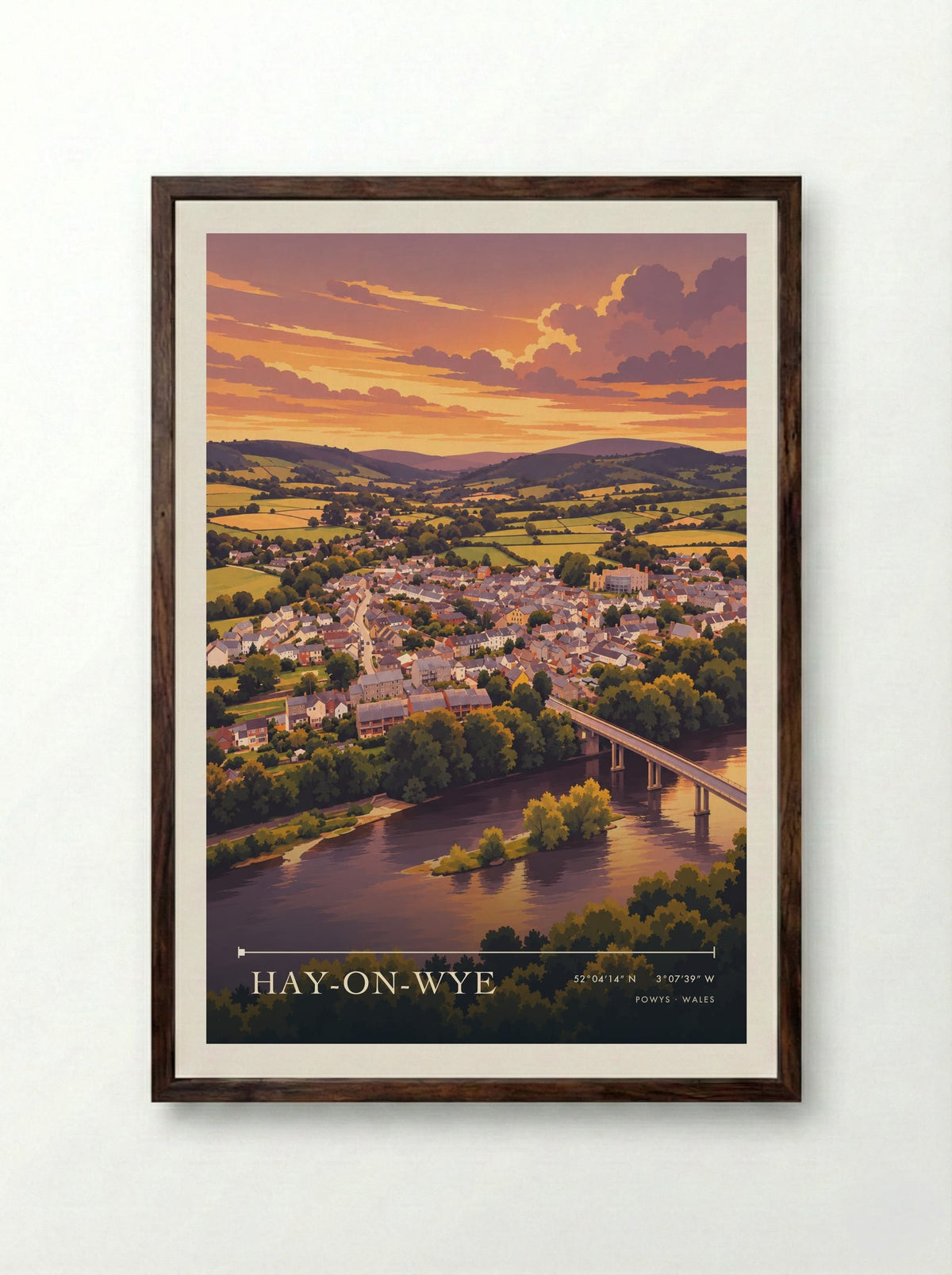 Hay-on-Wye, Powys | Travel Poster - Framed Print Dark Wood