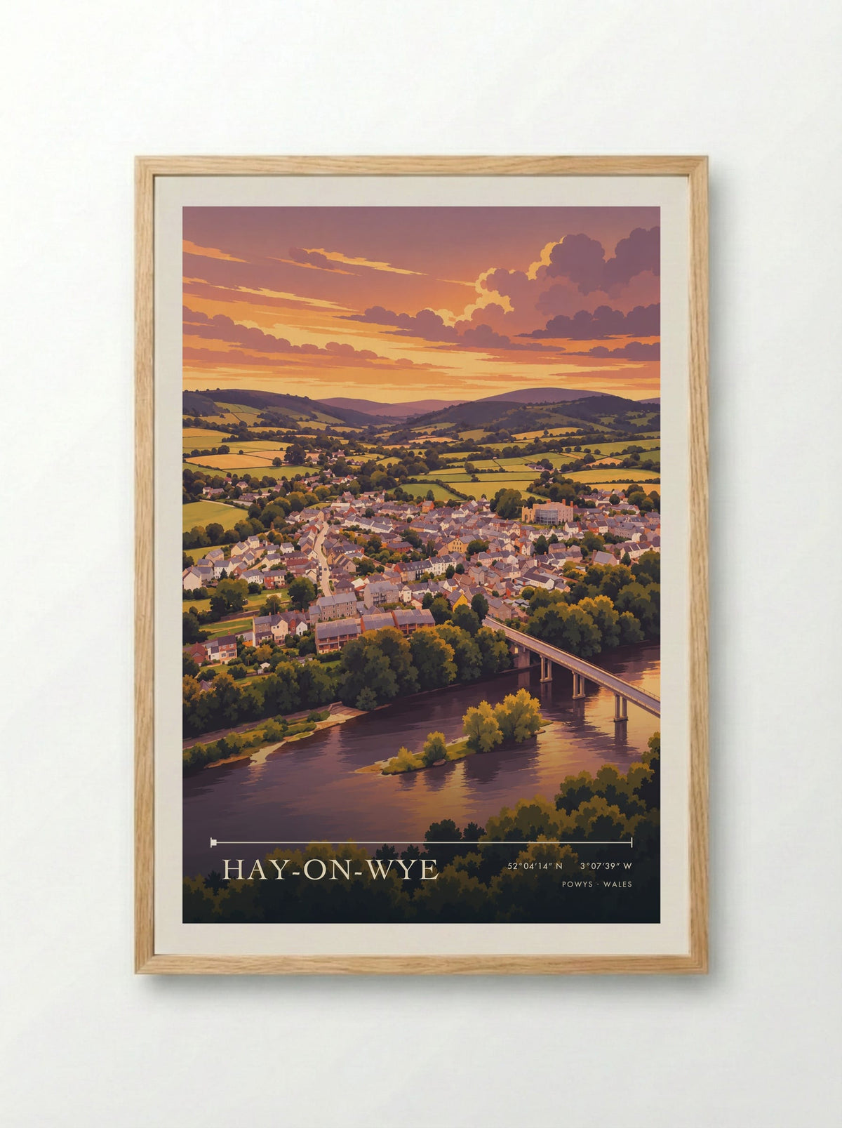 Hay-on-Wye, Powys | Travel Poster - Framed Print Wood