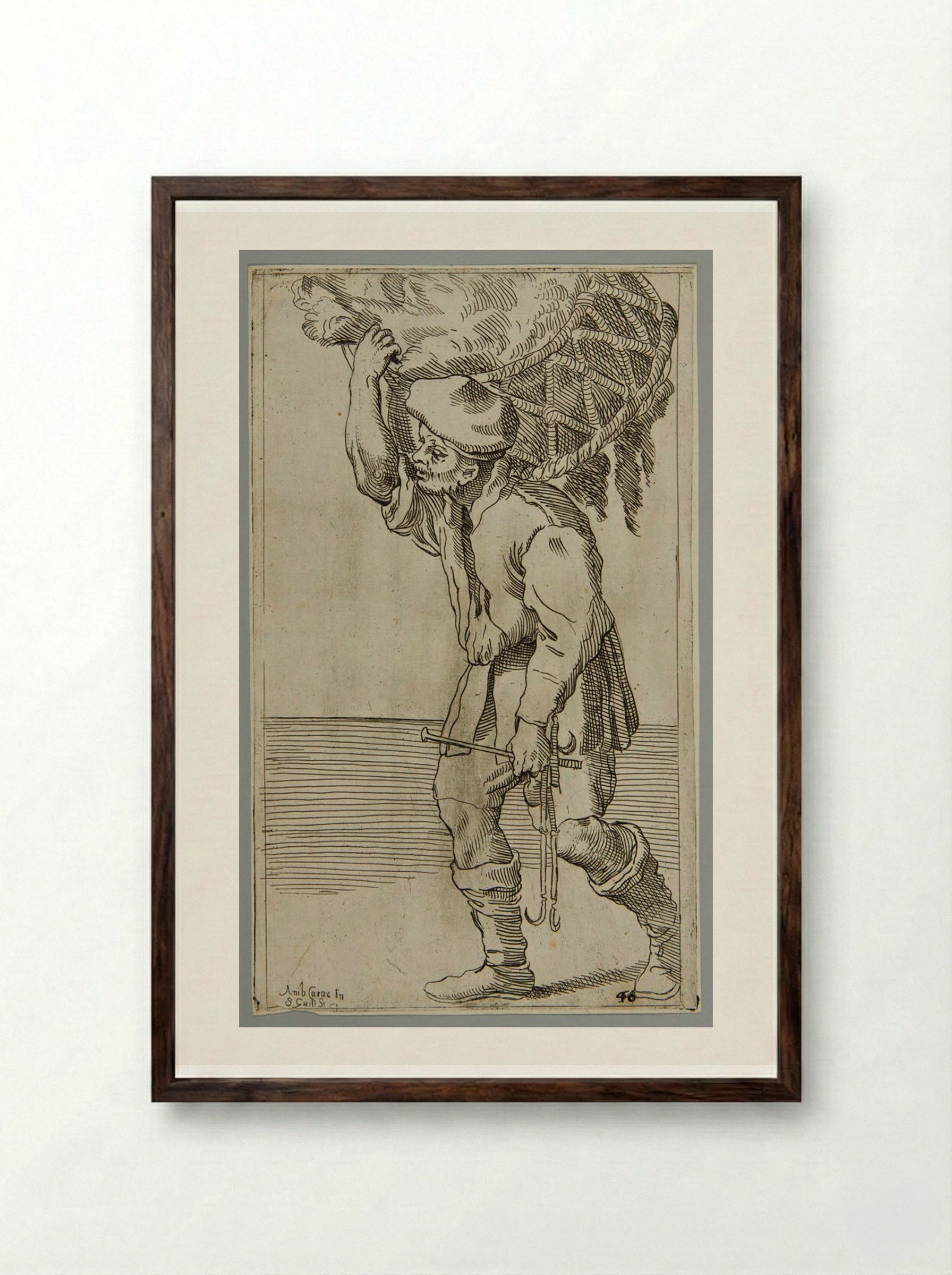 Hay reaper!, plate 40 - Simon Guillain - Framed Print Dark Wood