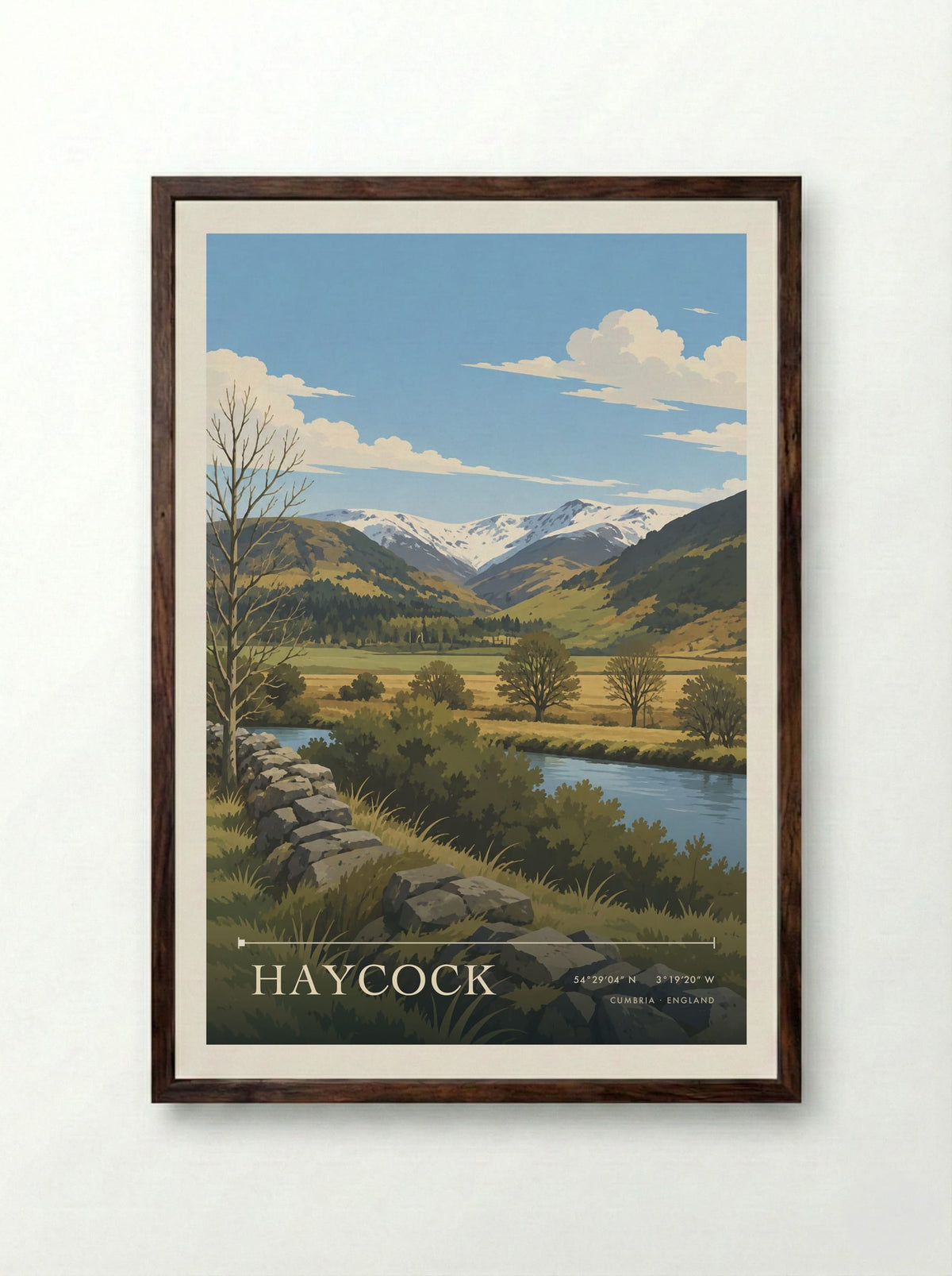 Haycock, Cumbria | Travel Poster - Framed Print Dark Wood