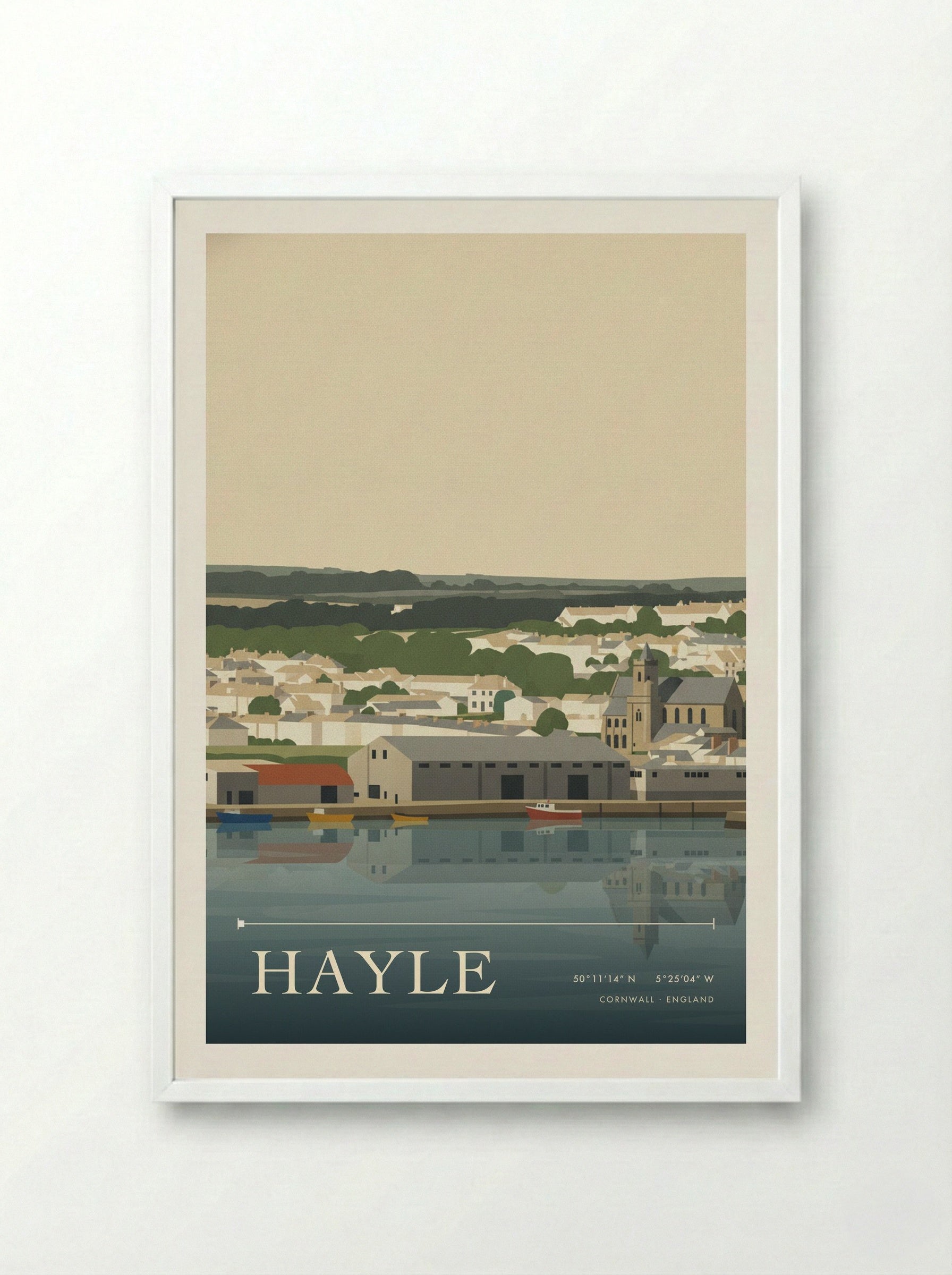 Hayle Cornwall England Travel Poster - Framed Print White