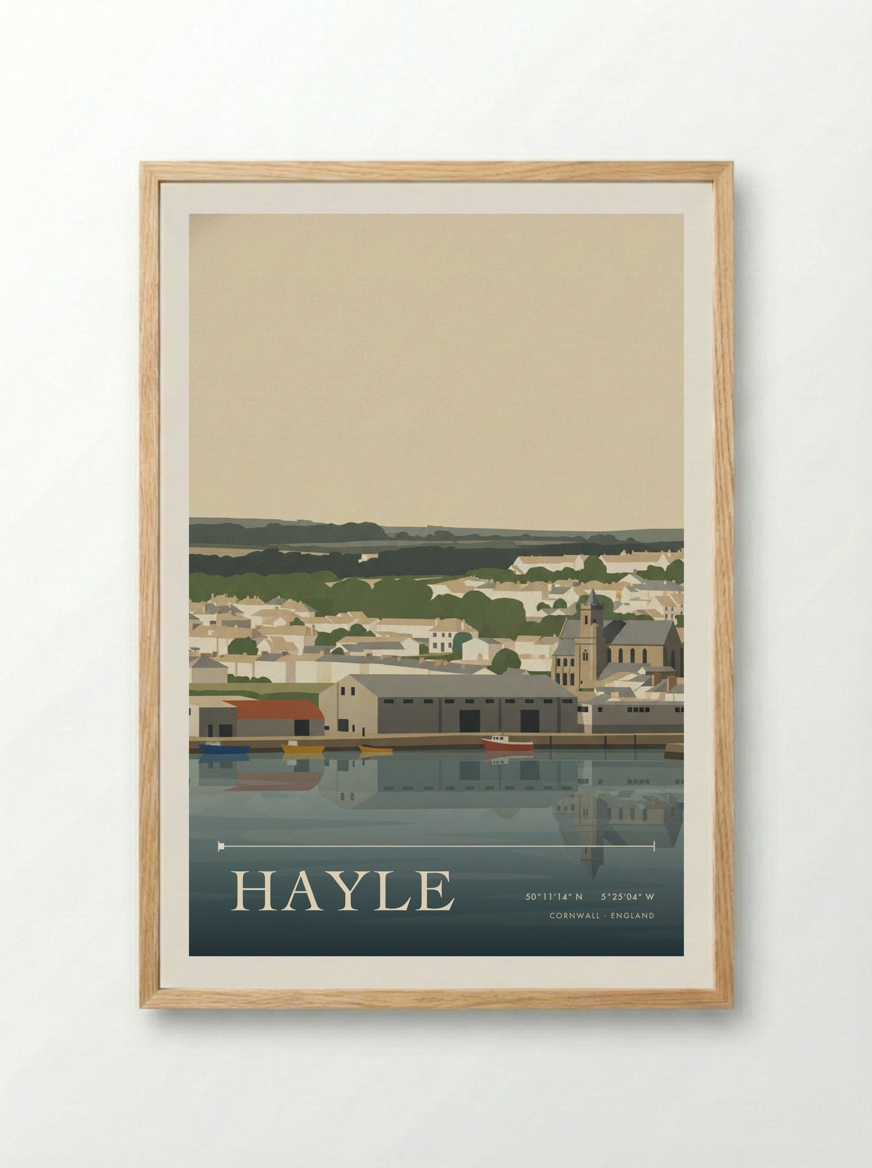 Hayle Cornwall England Travel Poster - Framed Print Wood