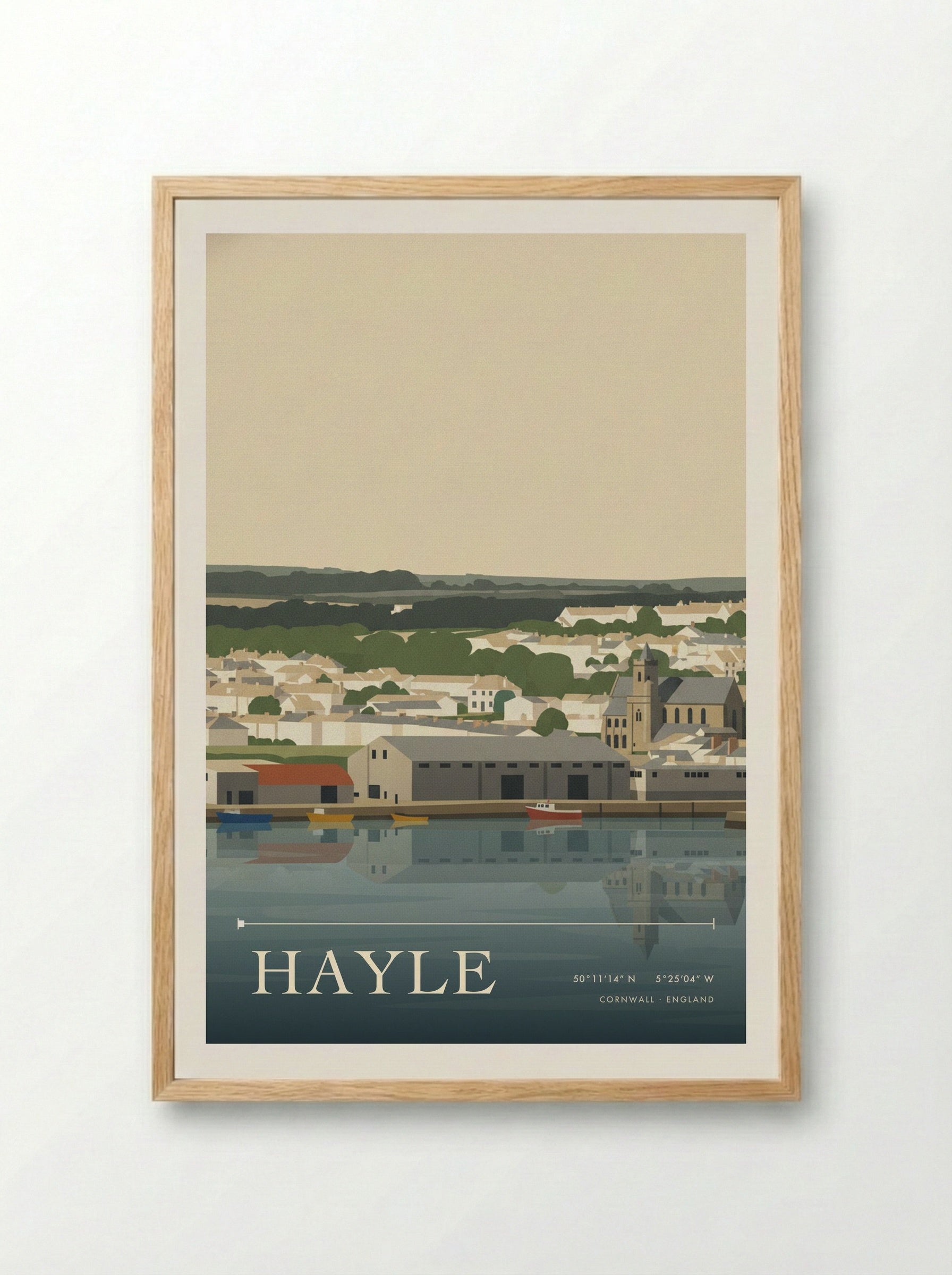 Hayle Cornwall England Travel Poster - Framed Print Wood