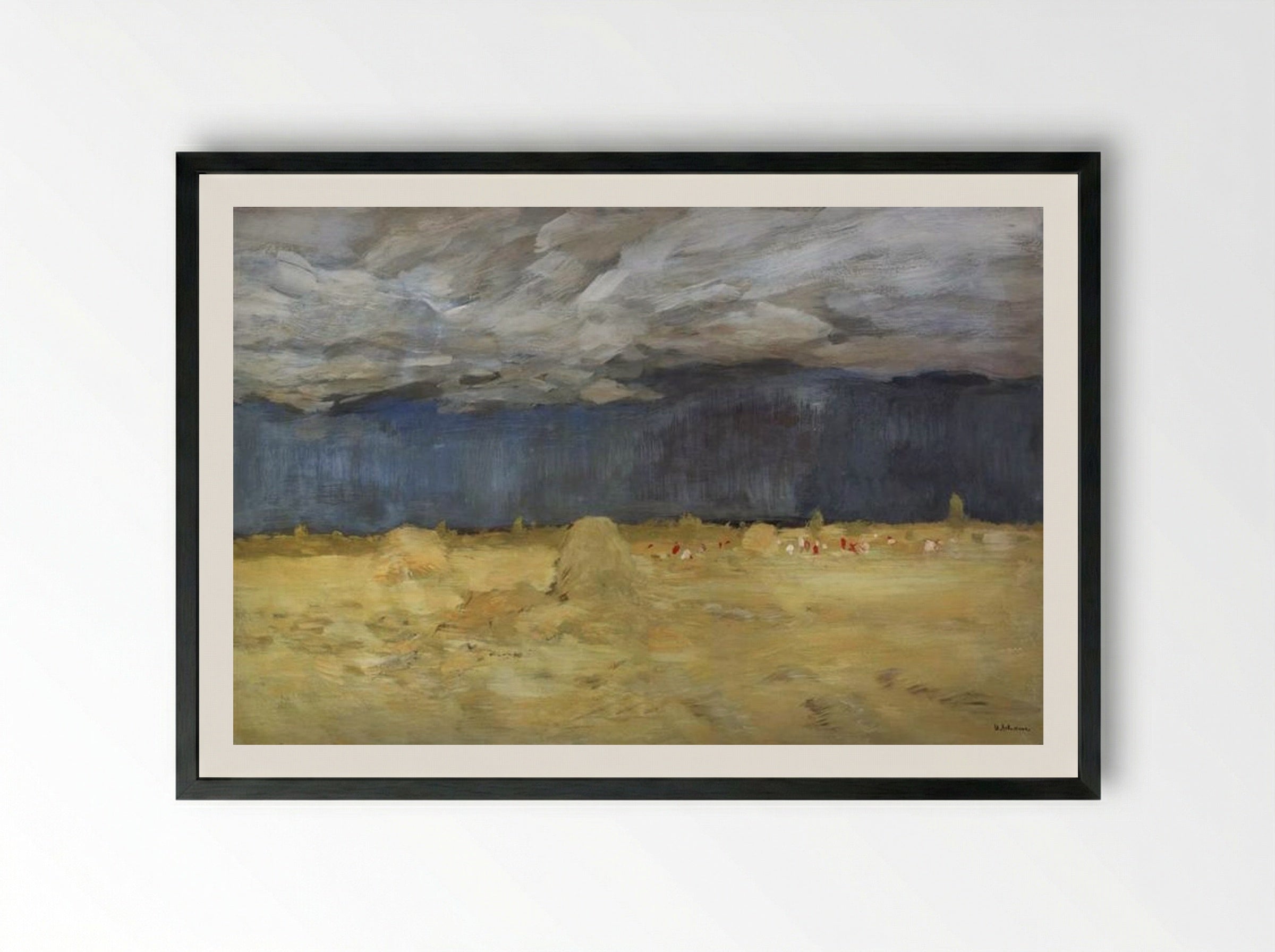 Haystacking - Isaac Levitan - Framed Print Black