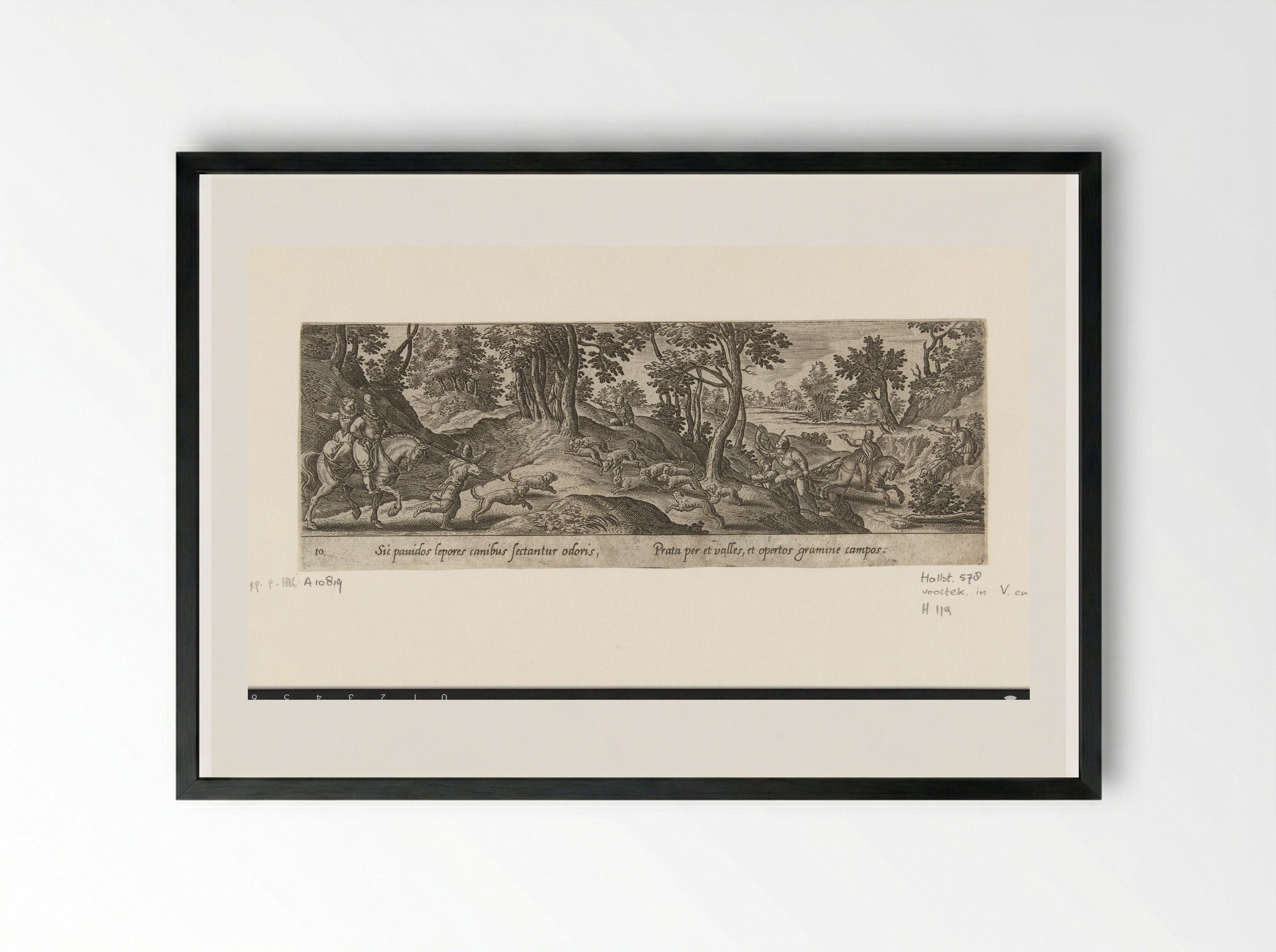 Hazenjacht (Hare Hunt) - Theodoor Galle - Framed Print Black