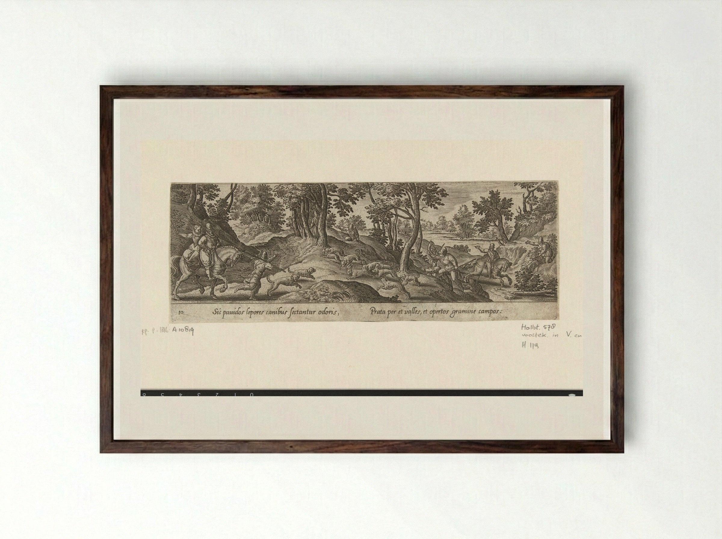 Hazenjacht (Hare Hunt) - Theodoor Galle - Framed Print Dark Wood