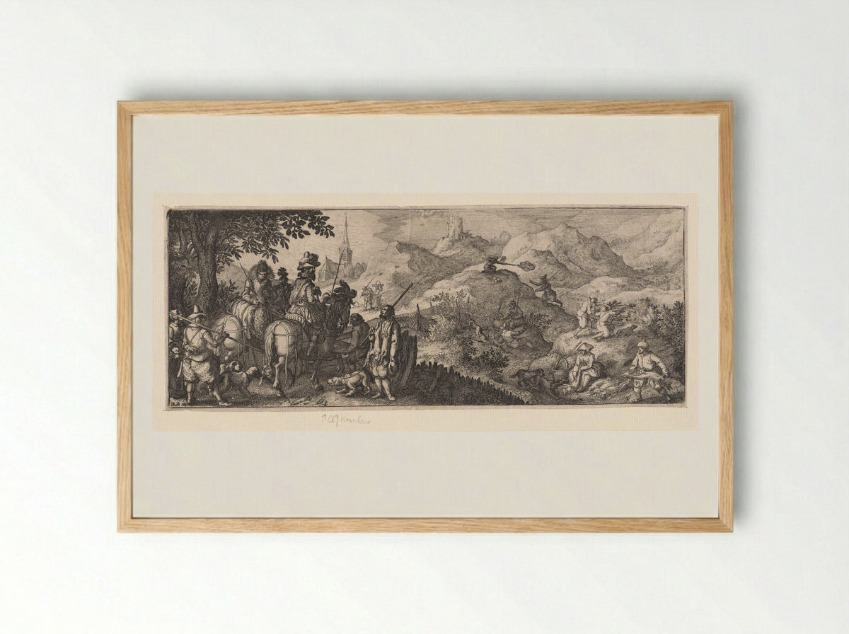 Hazenjacht (Hare Hunt) - Claes Jansz. Visscher (II) - Framed Print Wood