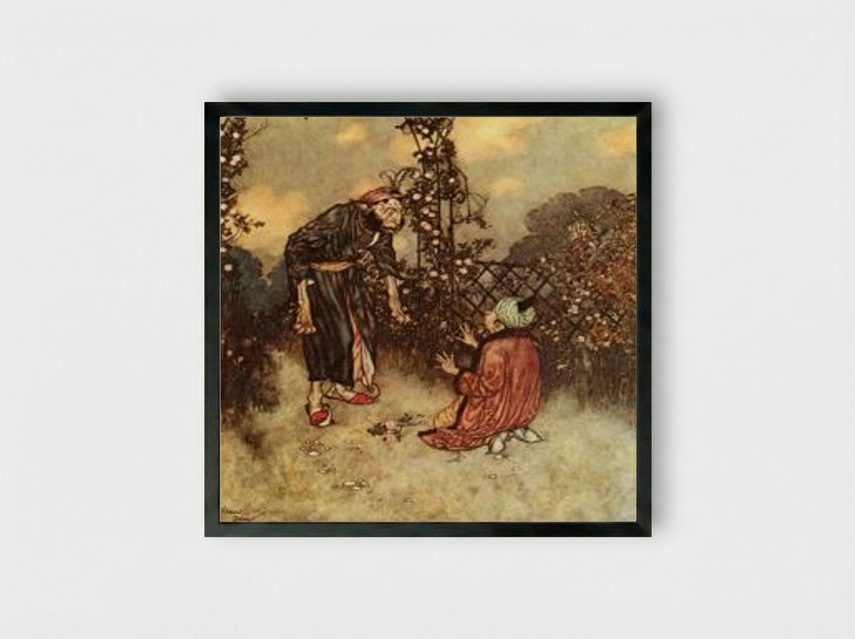 He Dropped the Rose (from Beauty and the Beast) - Edmund Dulac - Framed Print Black