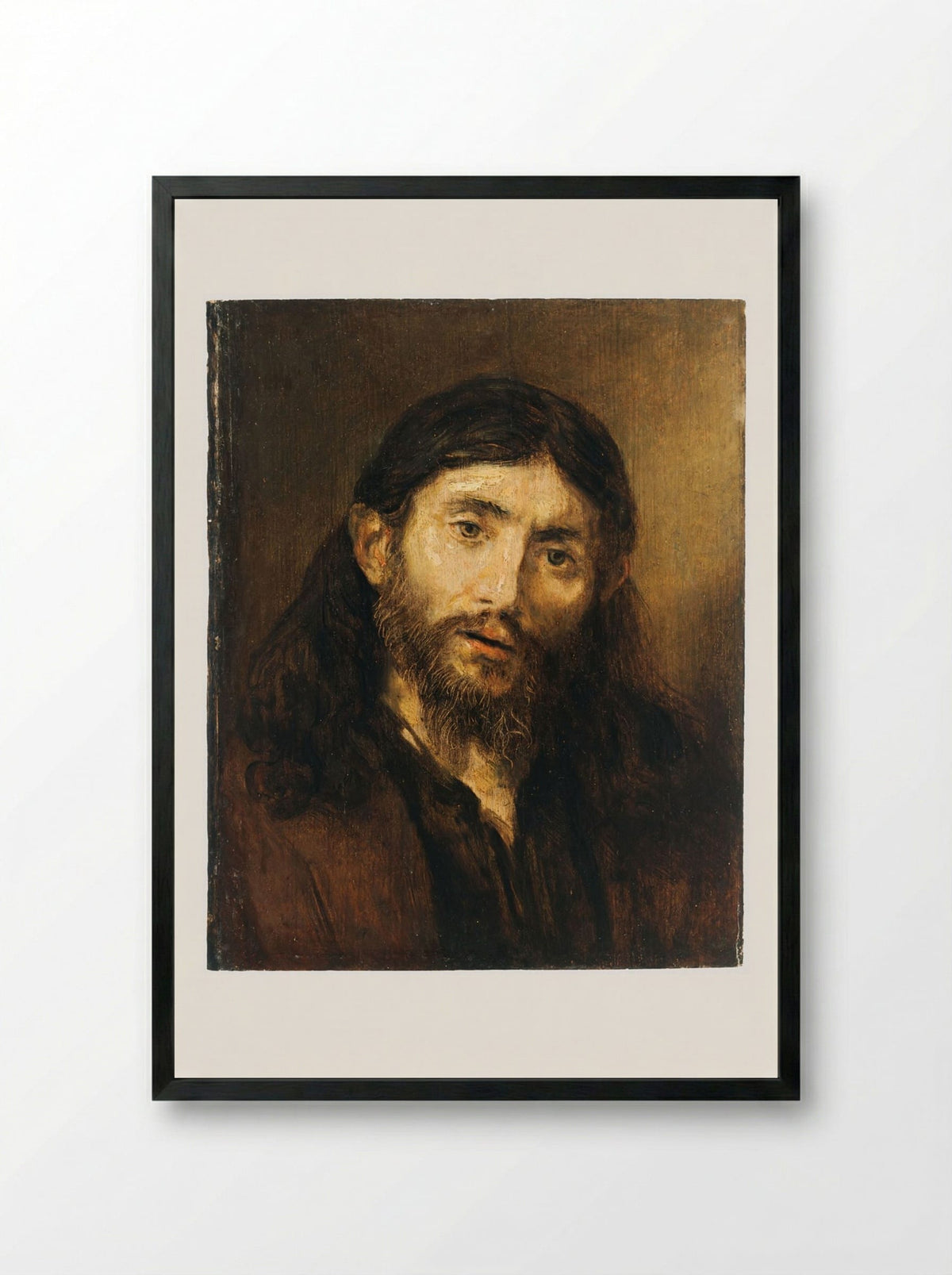 Head of Christ - Rembrandt Harmensz. van Rijn - Framed Print Black