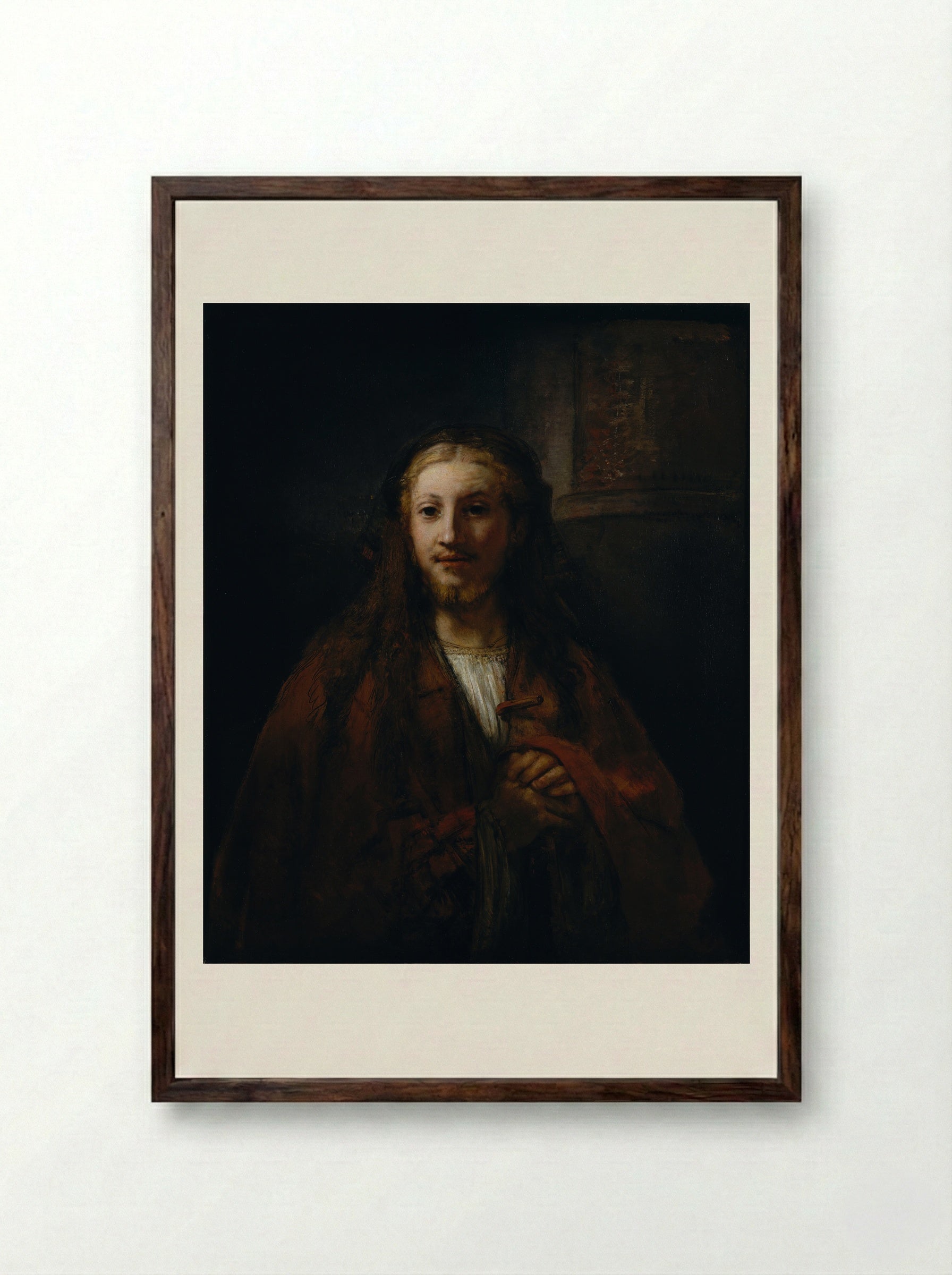 Head of Christ - Rembrandt van Rijn - Framed Print Dark Wood