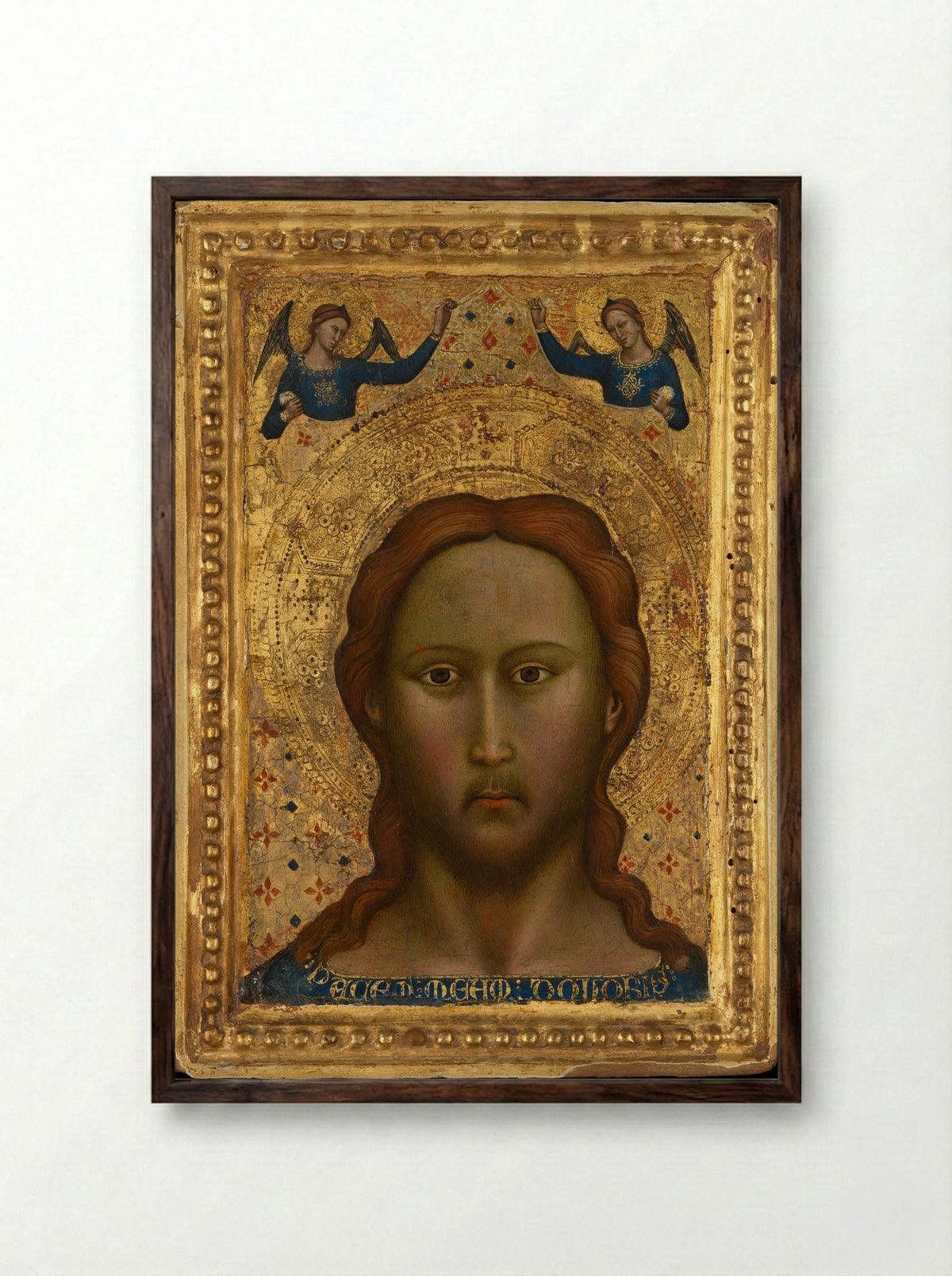 Head of Christ - Master of the Orcagnesque Misericordia - Framed Print Dark Wood
