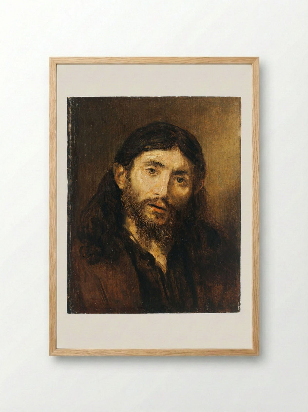 Head of Christ - Rembrandt Harmensz. van Rijn - Framed Print Wood