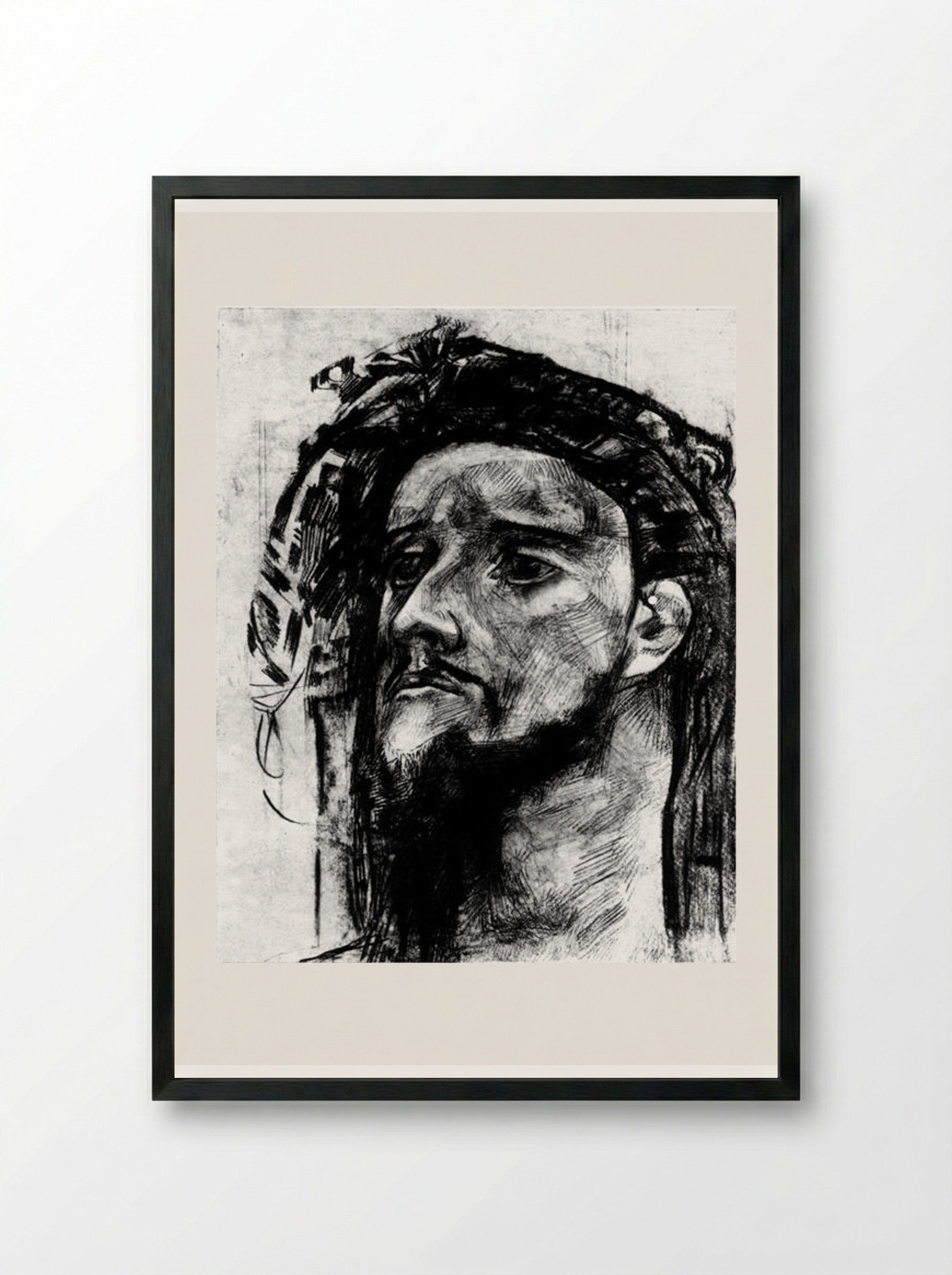 Head of Prophet - Mikhail Vrubel - Framed Print Black