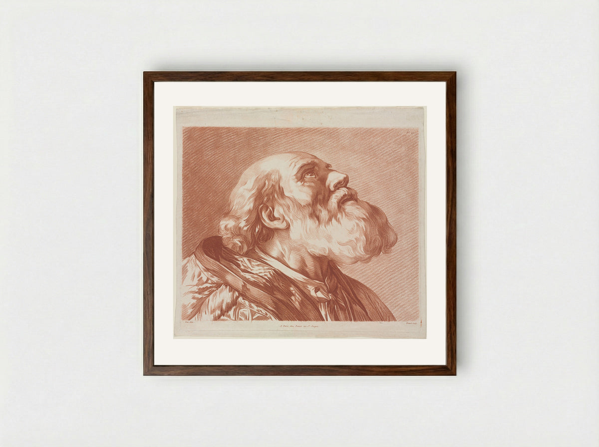 Head of Saint Germain - Louis-Marin Bonnet - Framed Print Dark Wood