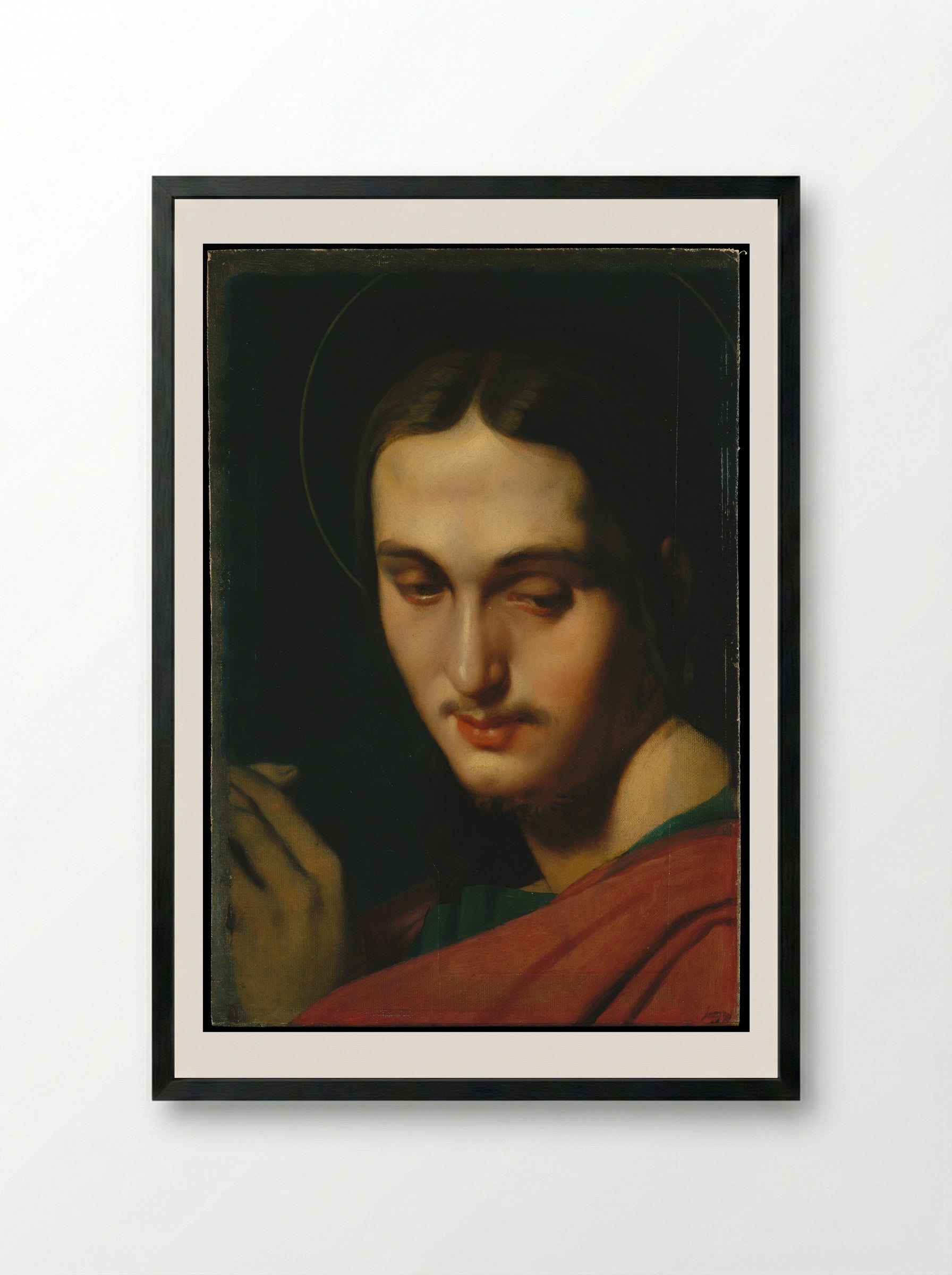 Head of Saint John the Evangelist - Jean Auguste Dominique Ingres - Framed Print Black