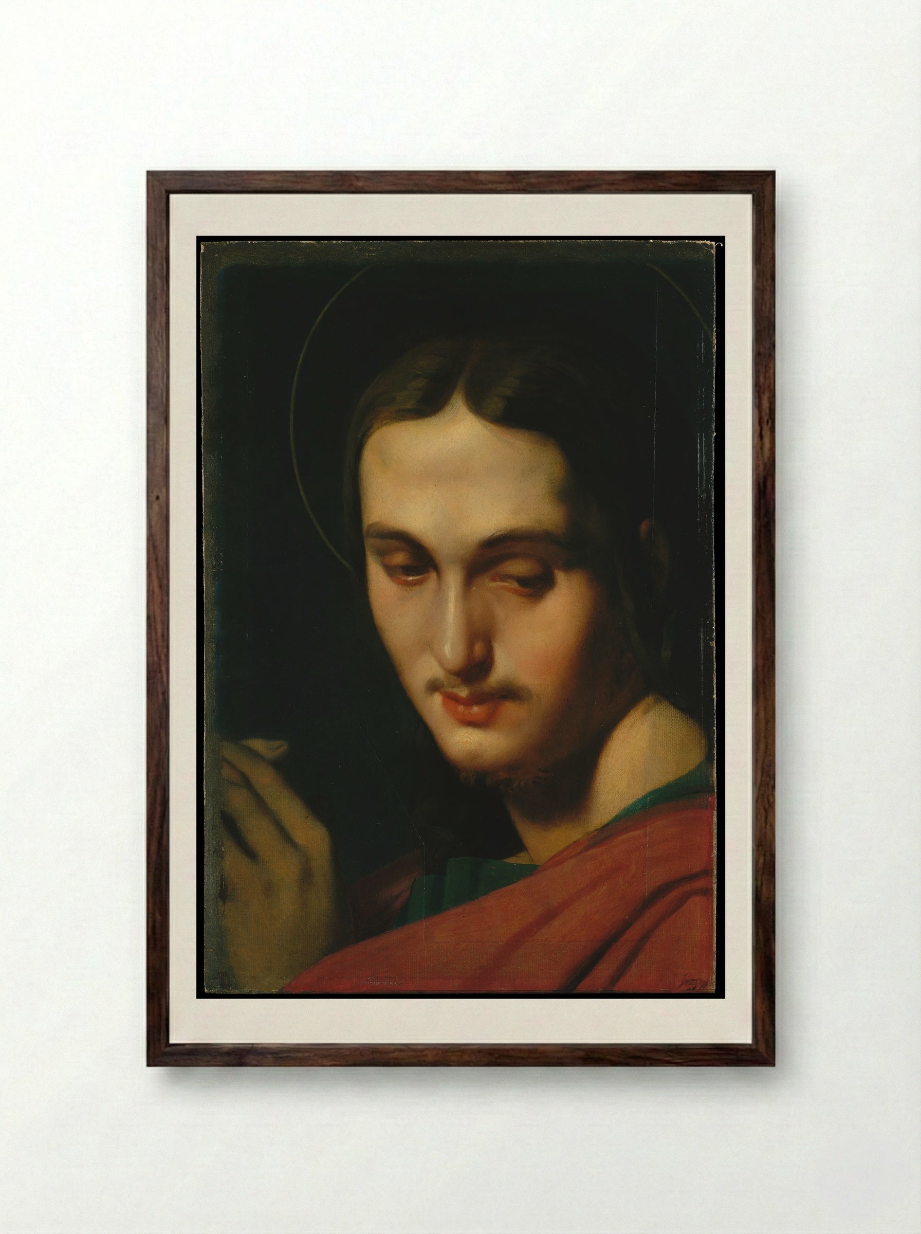 Head of Saint John the Evangelist - Jean Auguste Dominique Ingres - Framed Print Dark Wood