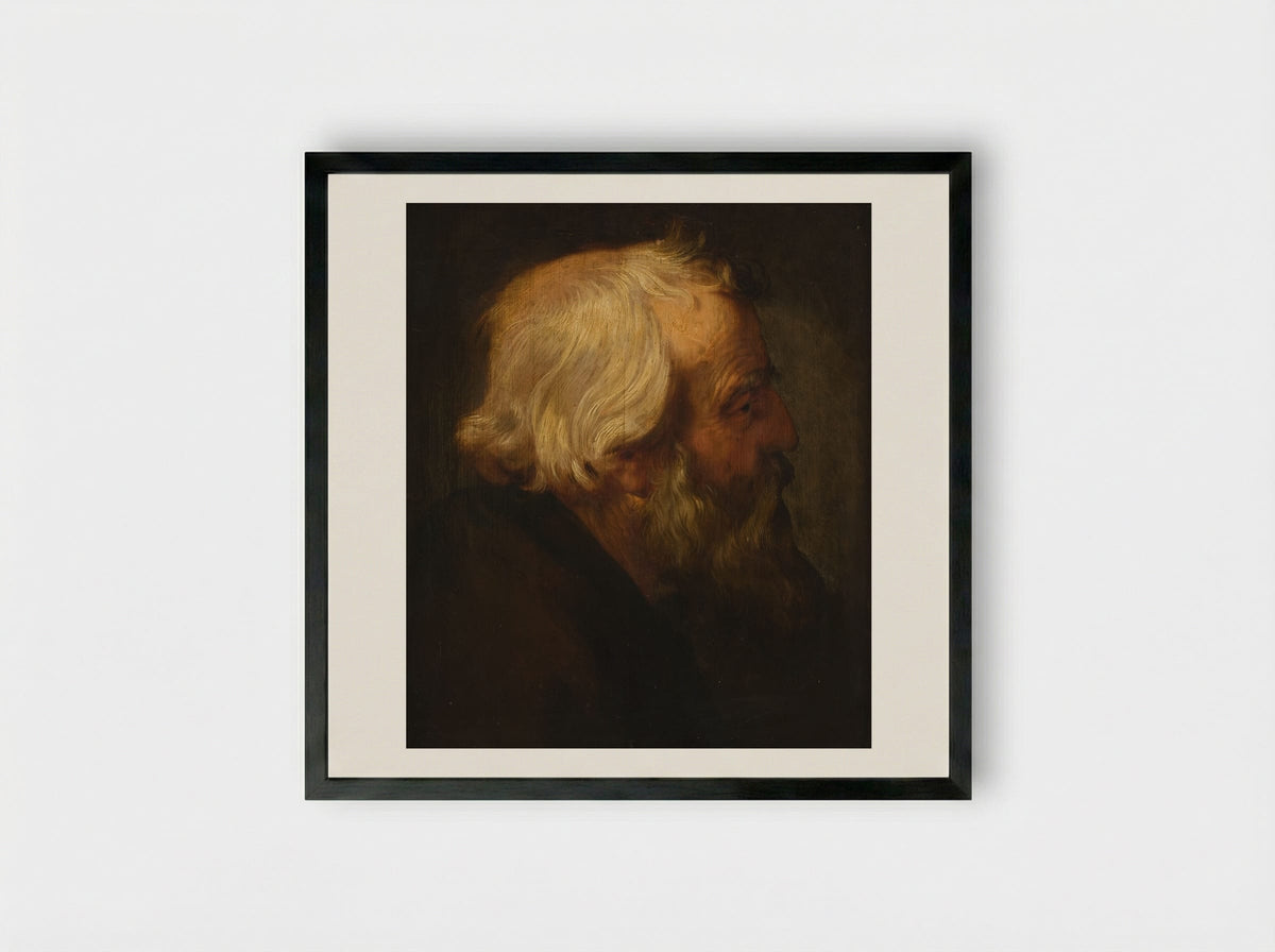 Head of Saint Peter - Peter Paul Rubens - Framed Print Black