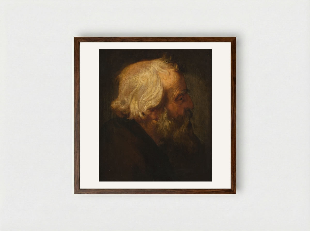 Head of Saint Peter - Peter Paul Rubens - Framed Print Dark Wood