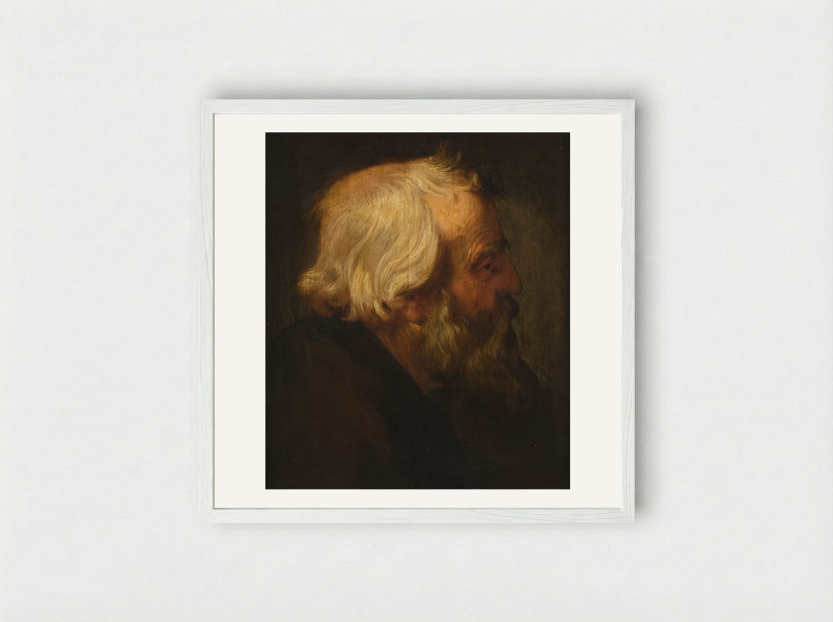 Head of Saint Peter - Peter Paul Rubens - Framed Print White