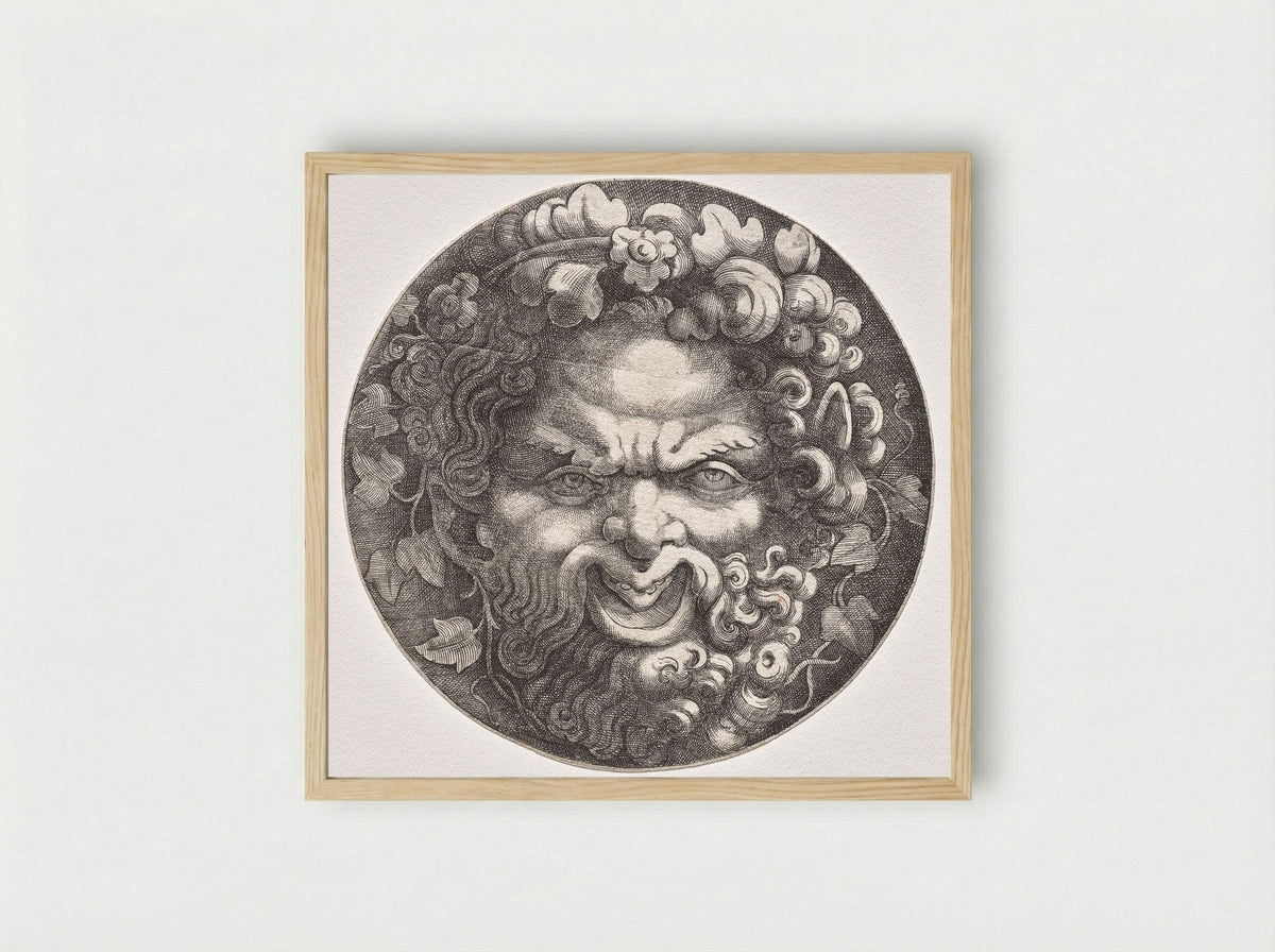 Head of Silenus - Adamo Scultori - Framed Print Wood