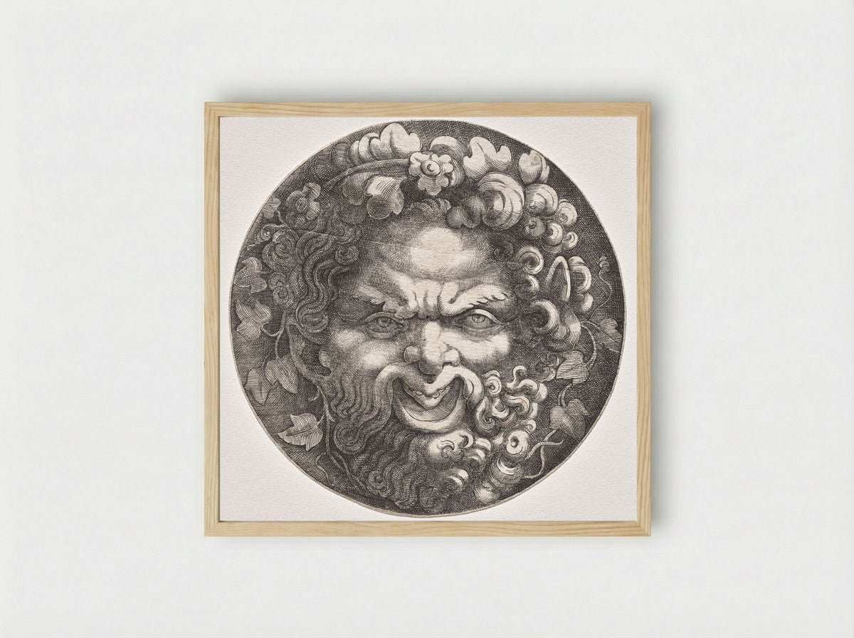 Head of Silenus - Adamo Scultori - Framed Print Wood