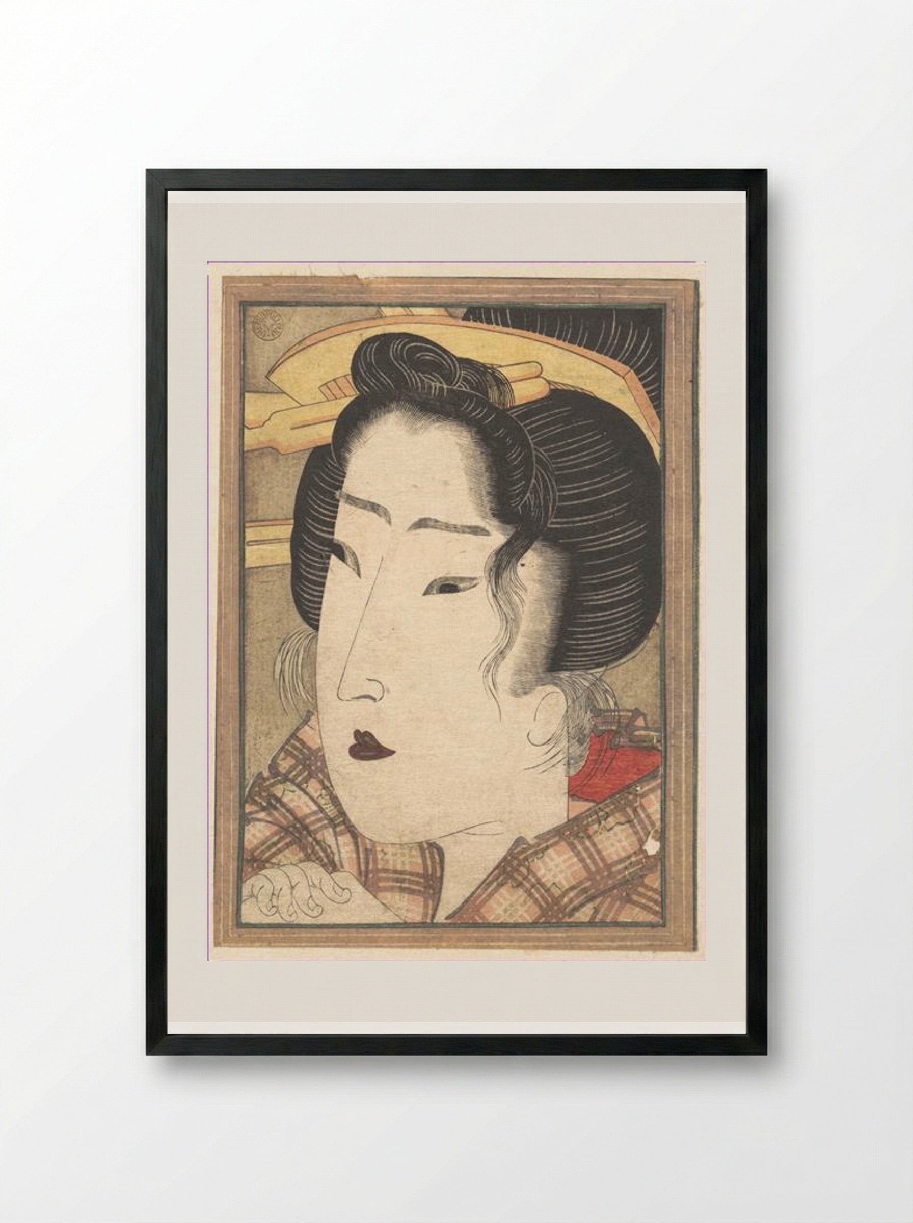 Head of a Beauty - Keisai Eisen - Framed Print Black