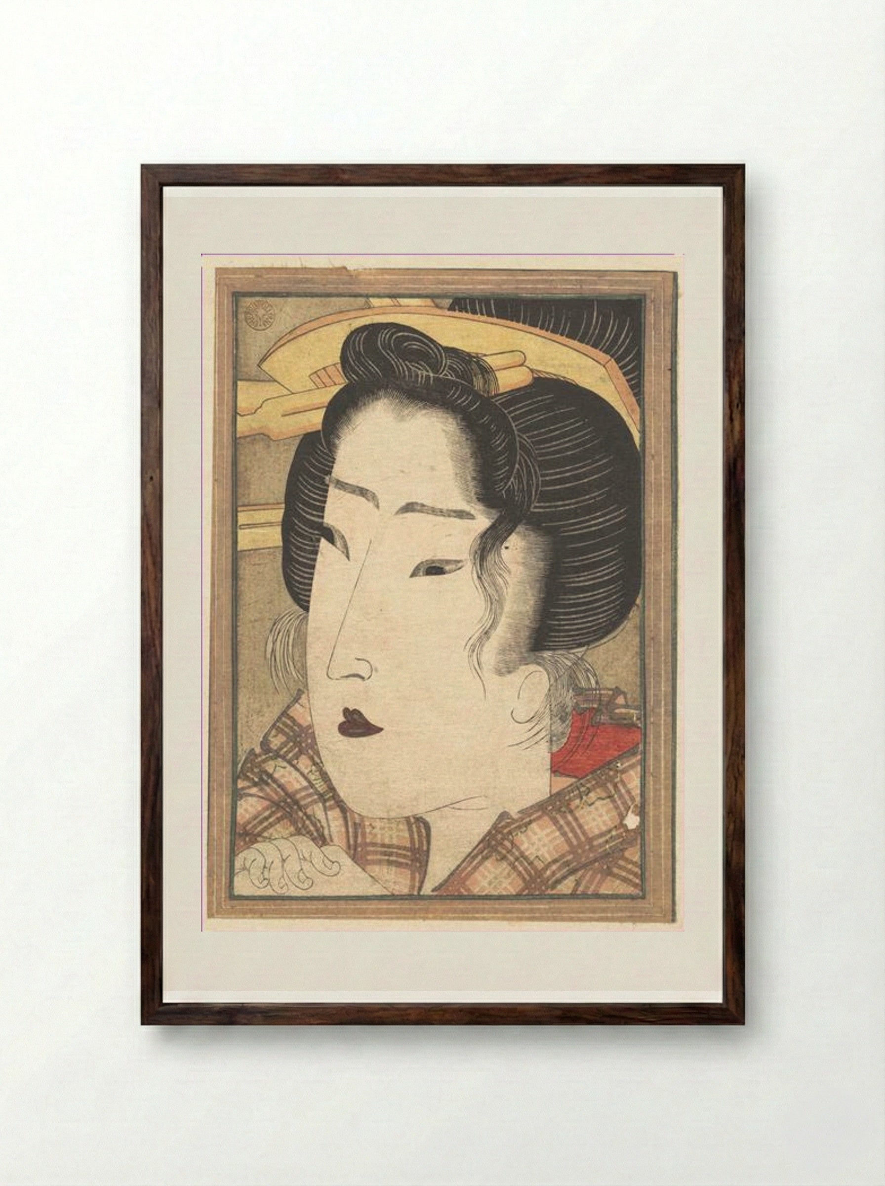 Head of a Beauty - Keisai Eisen - Framed Print Dark Wood