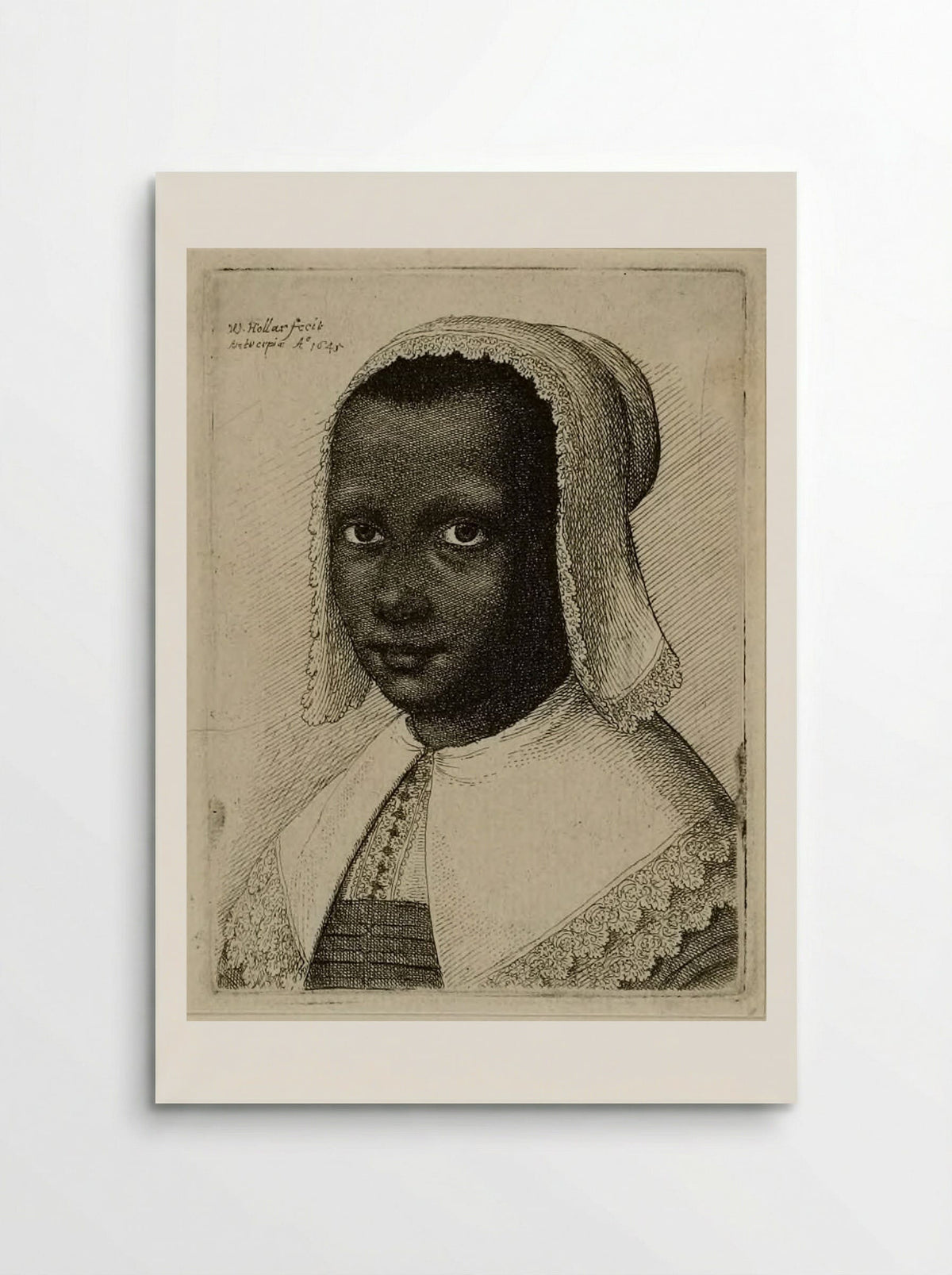 Head of a Black Woman with a Lace Kerchief Hat - Wenceslaus Hollar - Poster