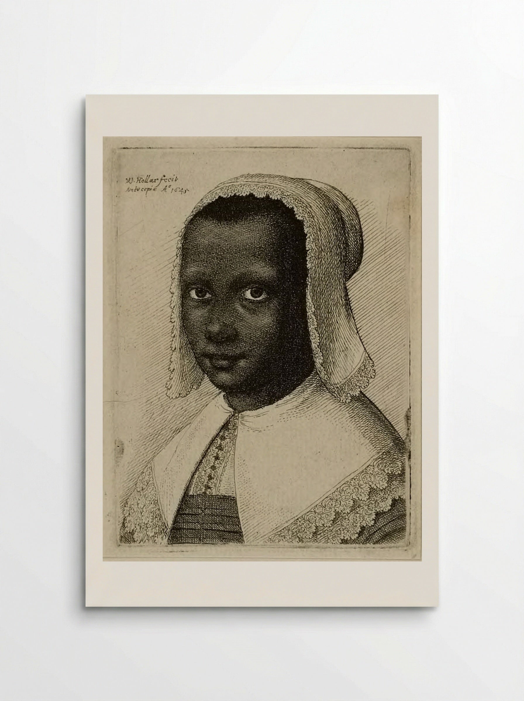 Head of a Black Woman with a Lace Kerchief Hat - Wenceslaus Hollar - Poster