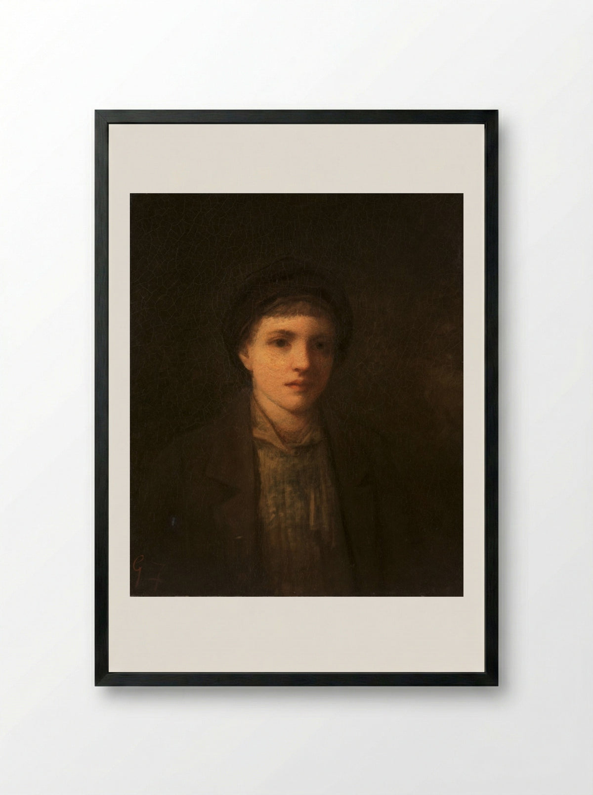 Head of a Boy - George Fuller - Framed Print Black