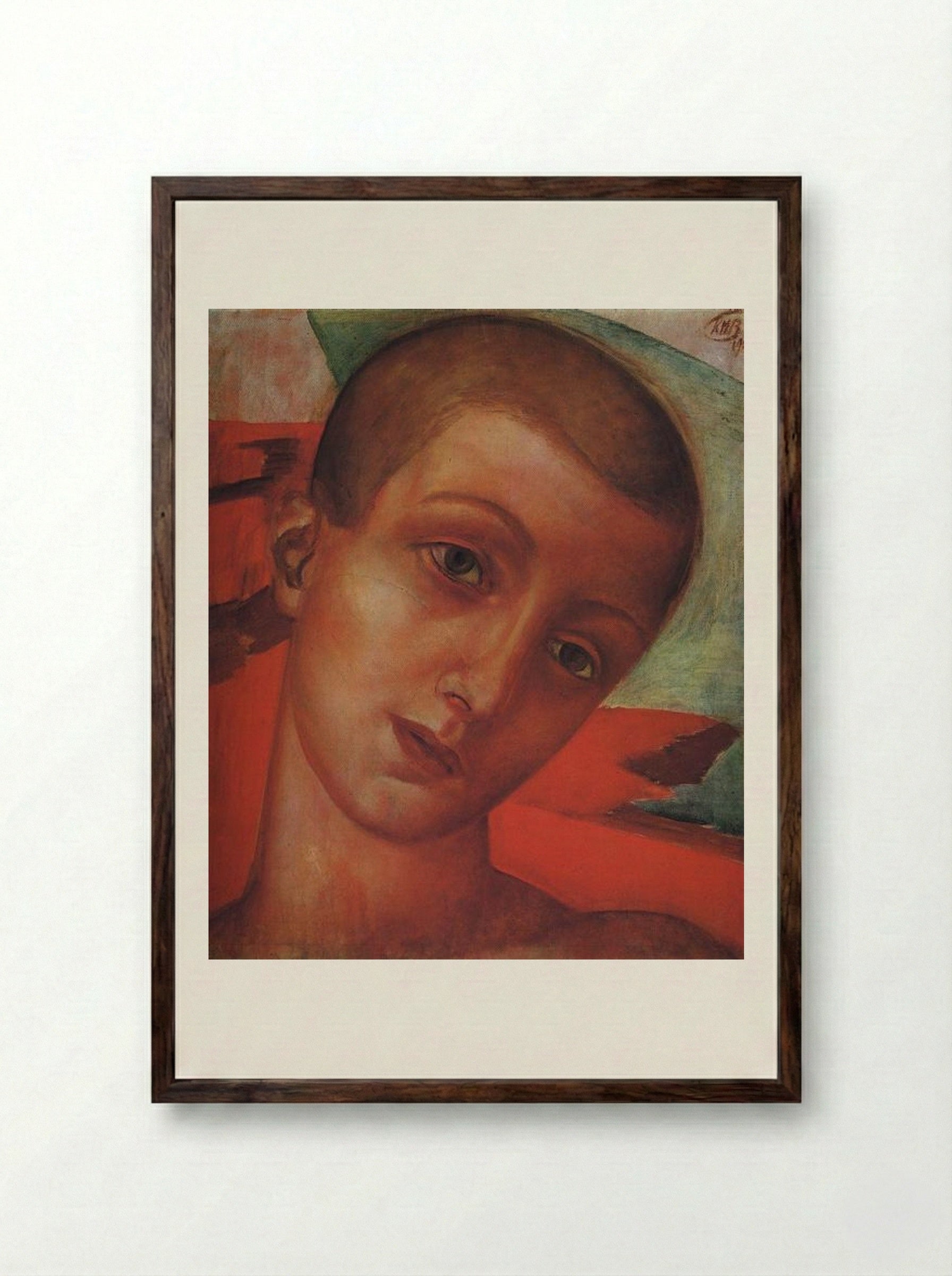 Head of a Boy - Kuzma Petrov-Vodkin - Framed Print Dark Wood
