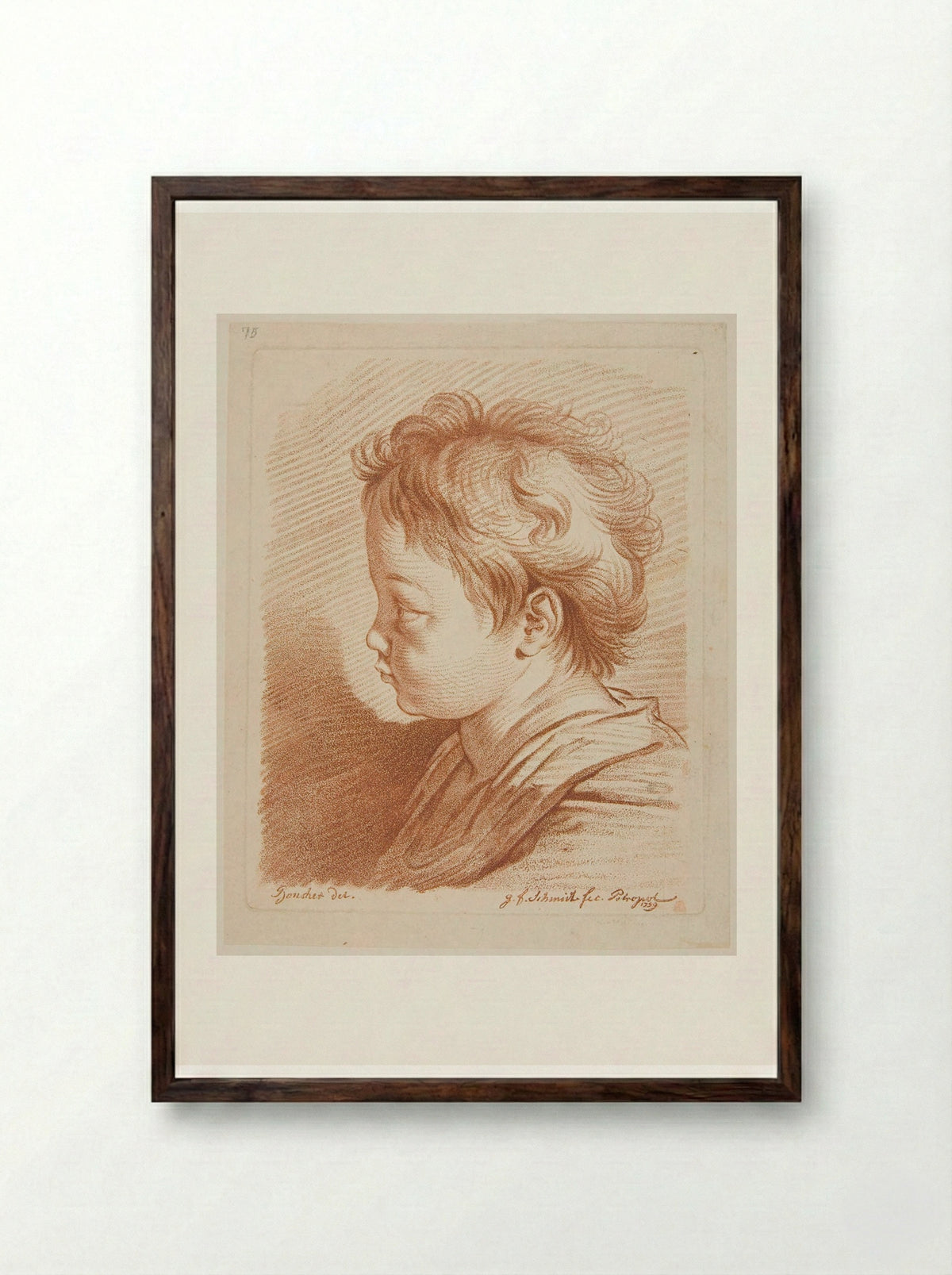 Head of a Child - Georg Friedrich Schmidt - Framed Print Dark Wood