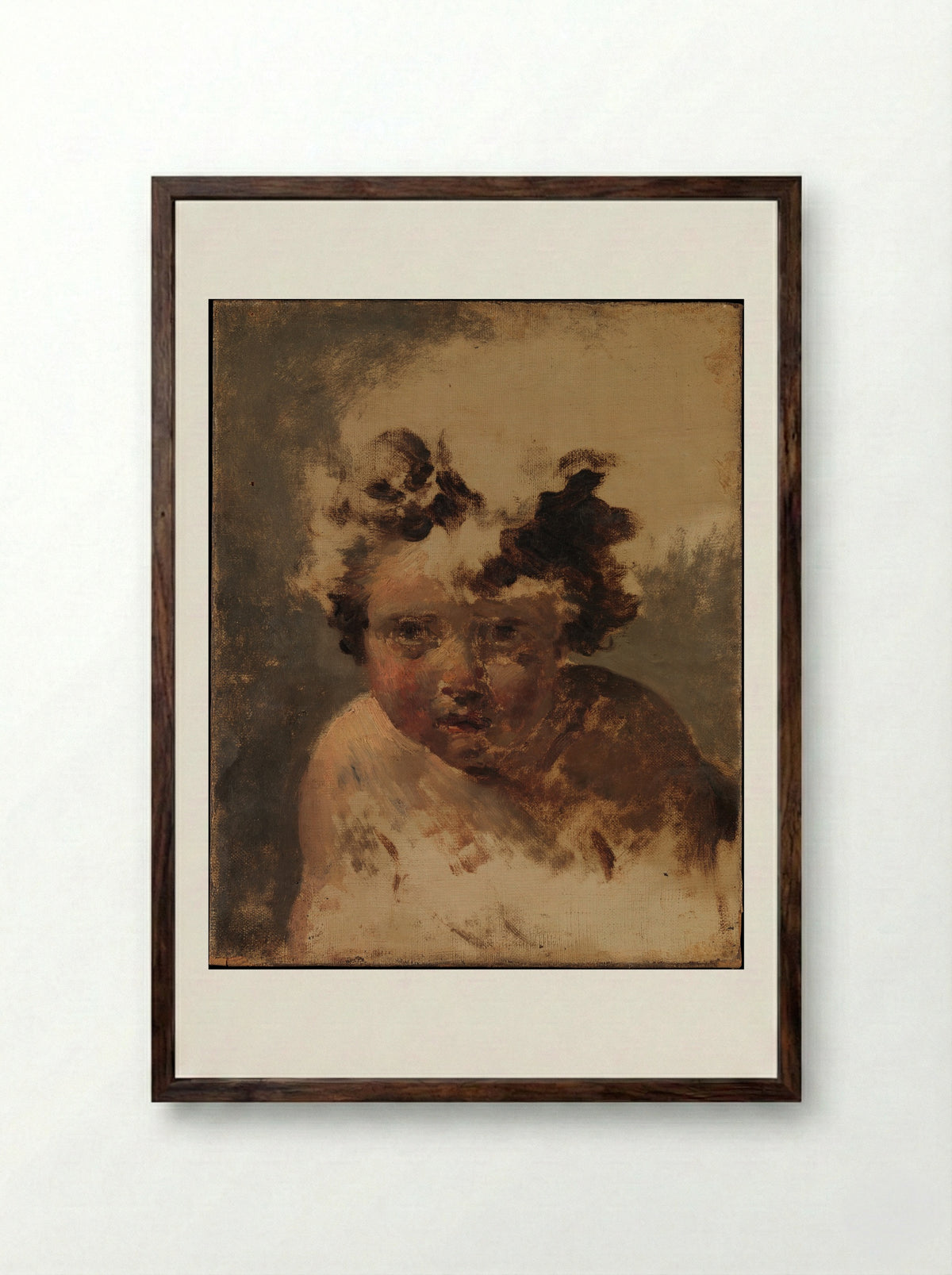Head of a Child - Jacques-Louis David - Framed Print Dark Wood