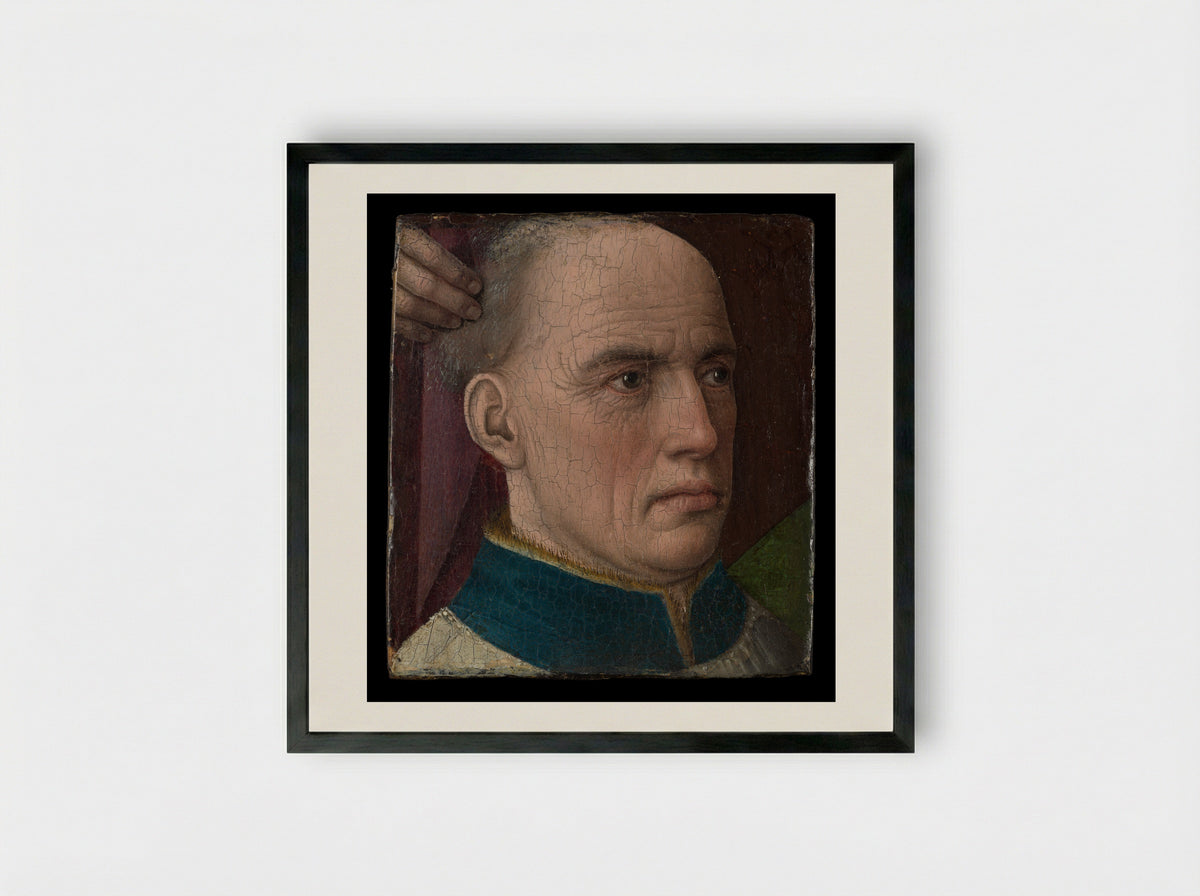 Head of a Donor - Albert van Ouwater - Framed Print Black