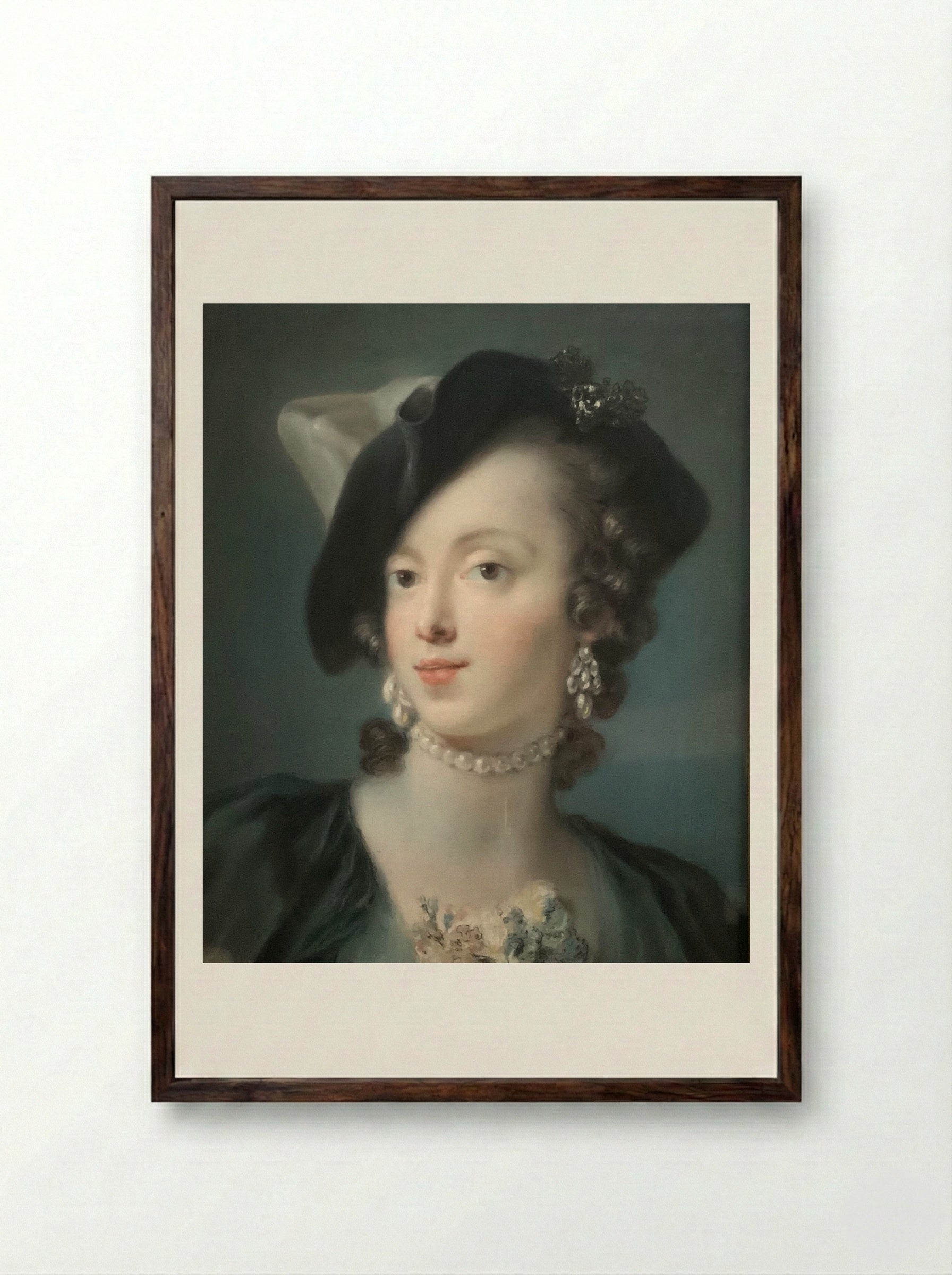 Head of a Girl - Rosalba Carriera - Framed Print Dark Wood