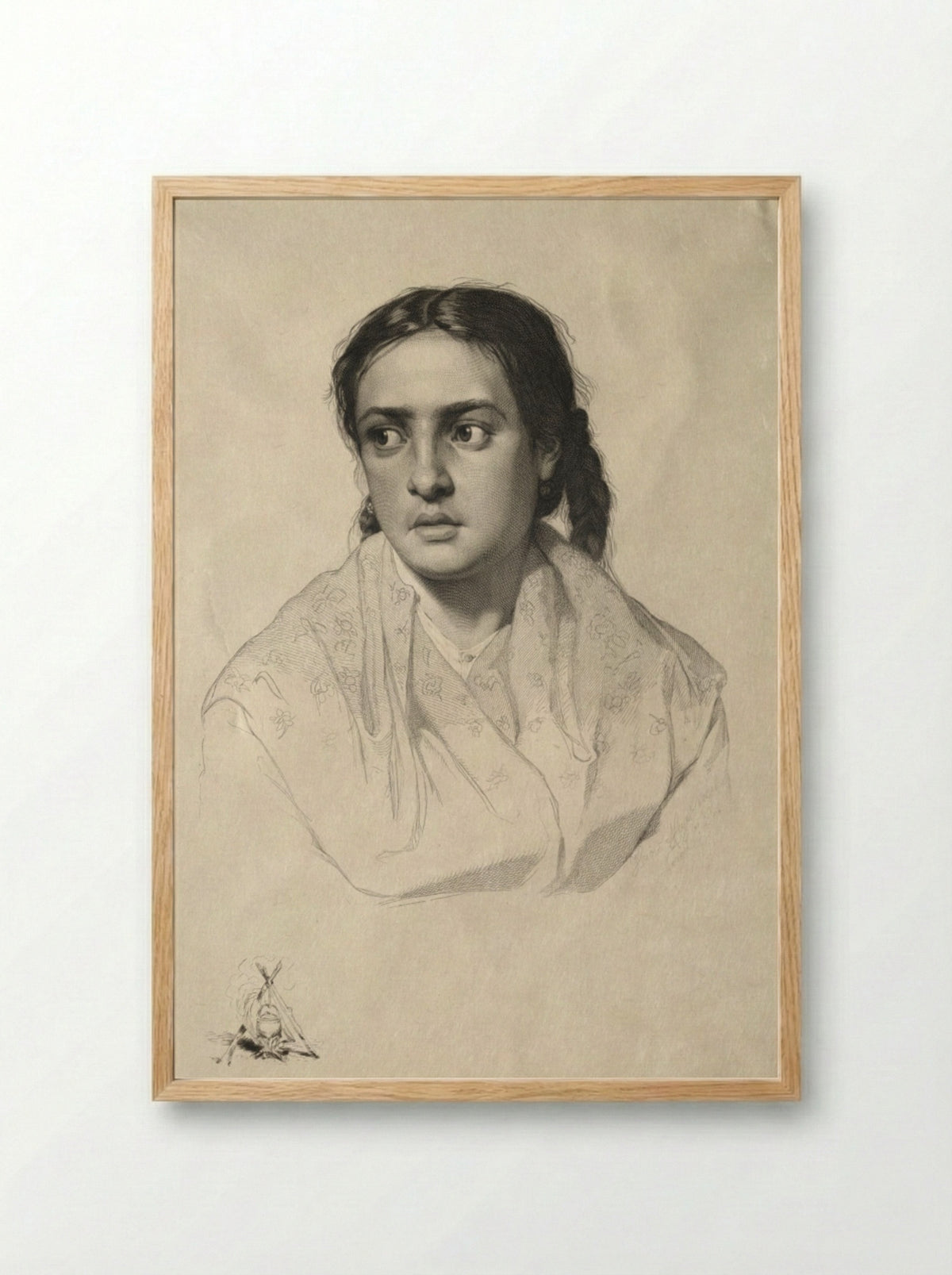 Head of a Girl - Hans Meyer - Framed Print Wood