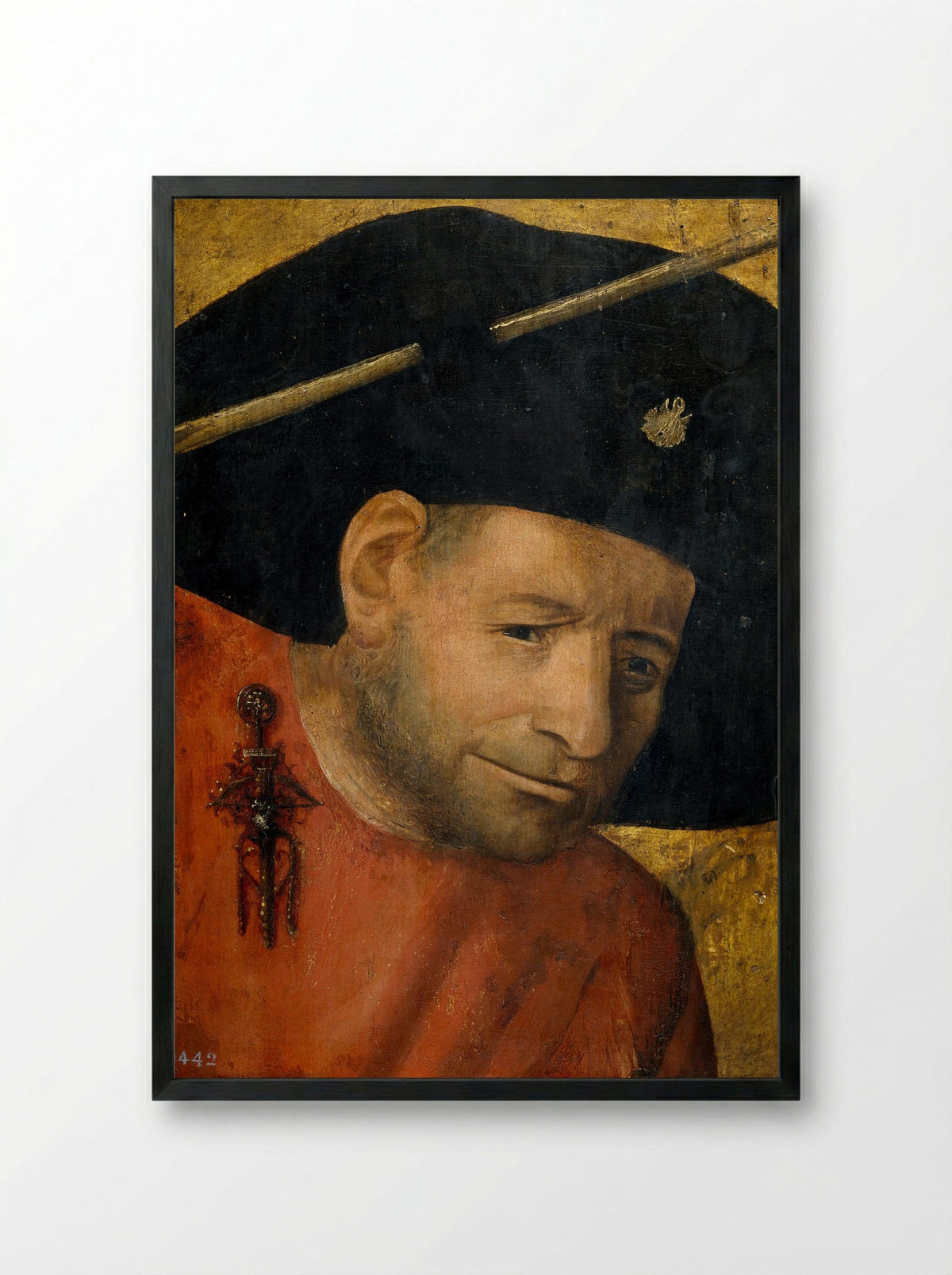 Head of a Halberdier - Hieronymus Bosch - Framed Print Black